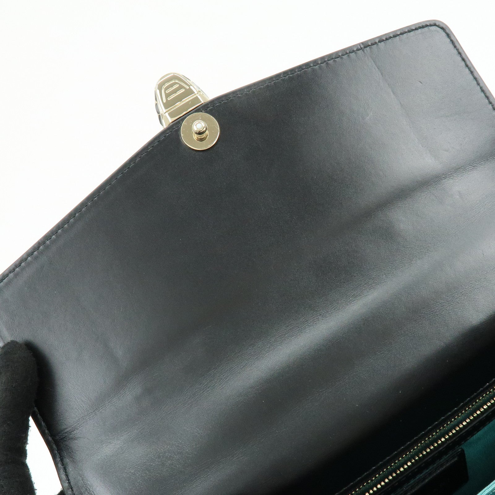 BVLGARI Serpenti Forever Top Handle Calf Leather Hand Bag Black