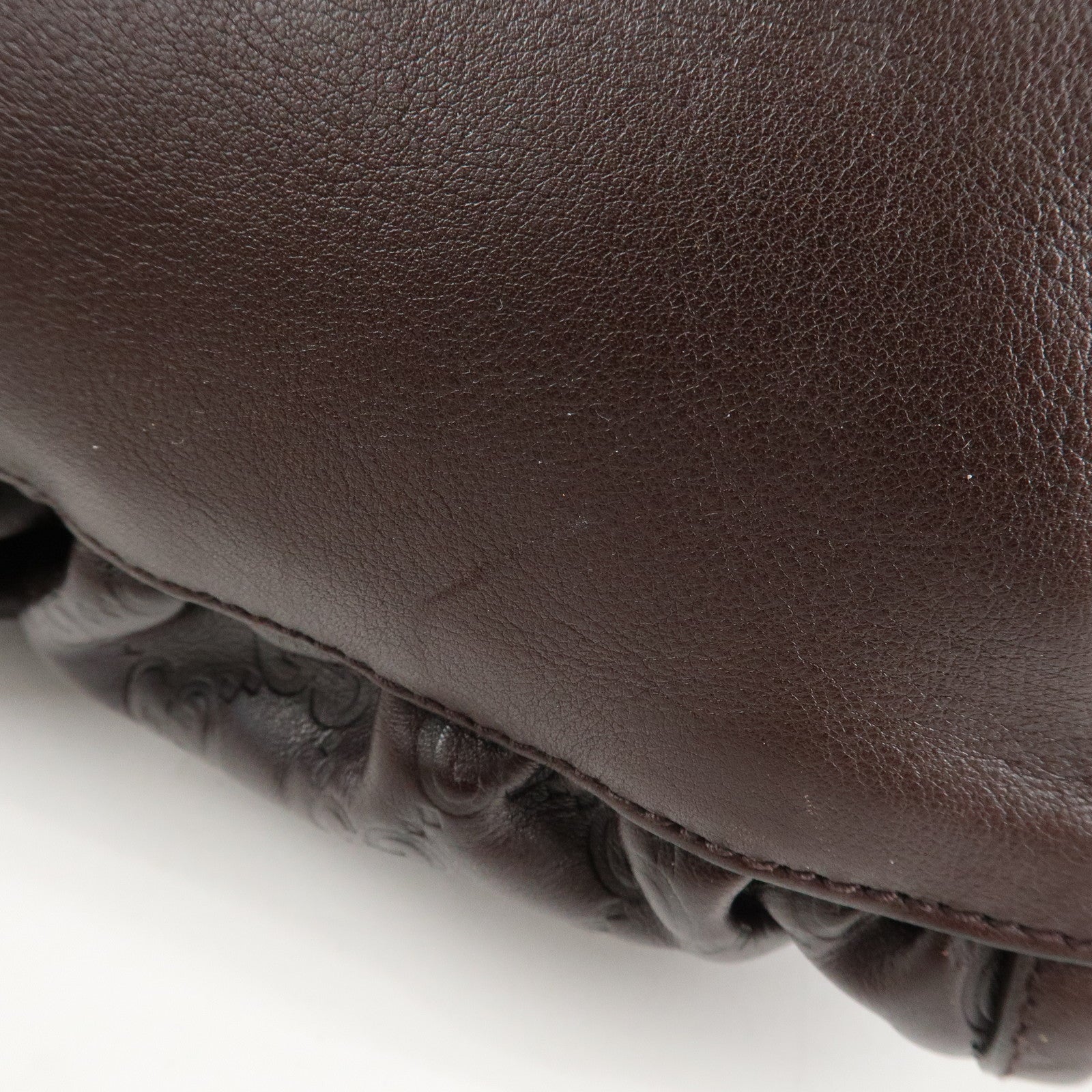 GUCCI Abbey Guccissima Leather Shoulder Bag Dark Brown 190525 Used