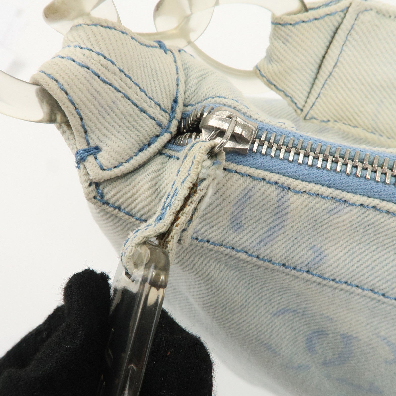 CHANEL Denim Plastic COCO Mark One Shoulder Bag Light Blue Used