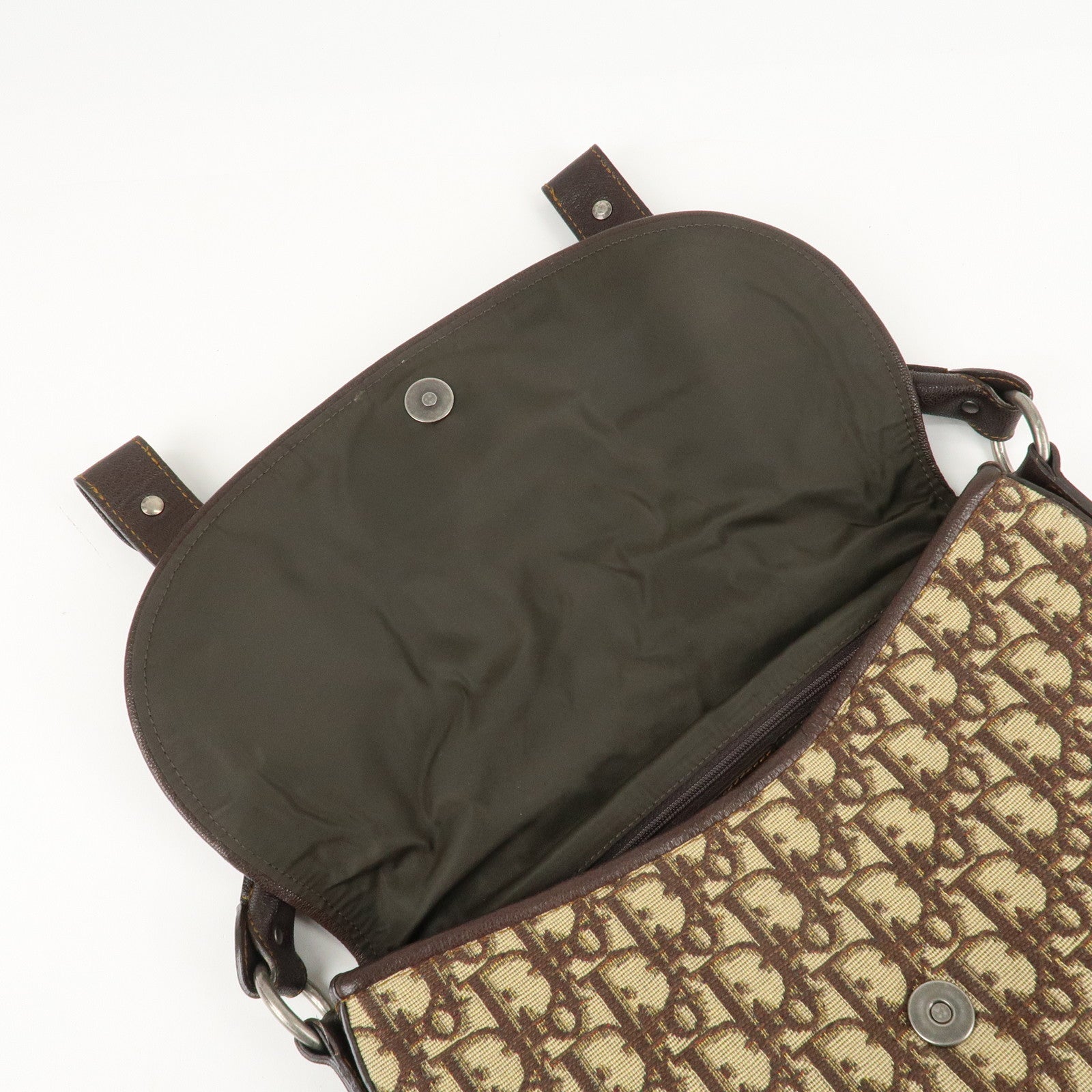 Christian Dior Trotter Canvas Leather Shoulder Bag Brown Used