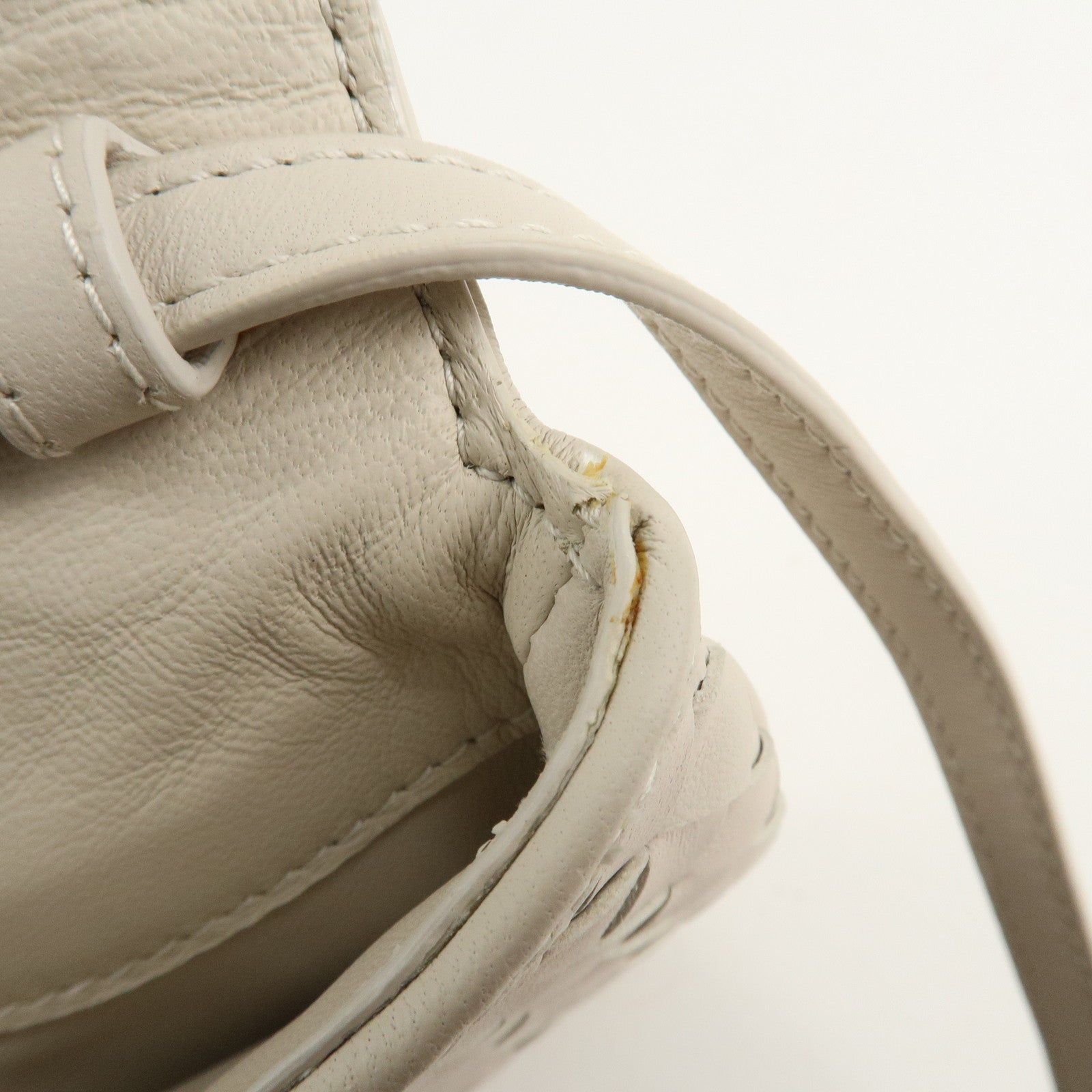 BOTTEGA VENETA Intrecciato Leather Shoulder Bag Ivory Used