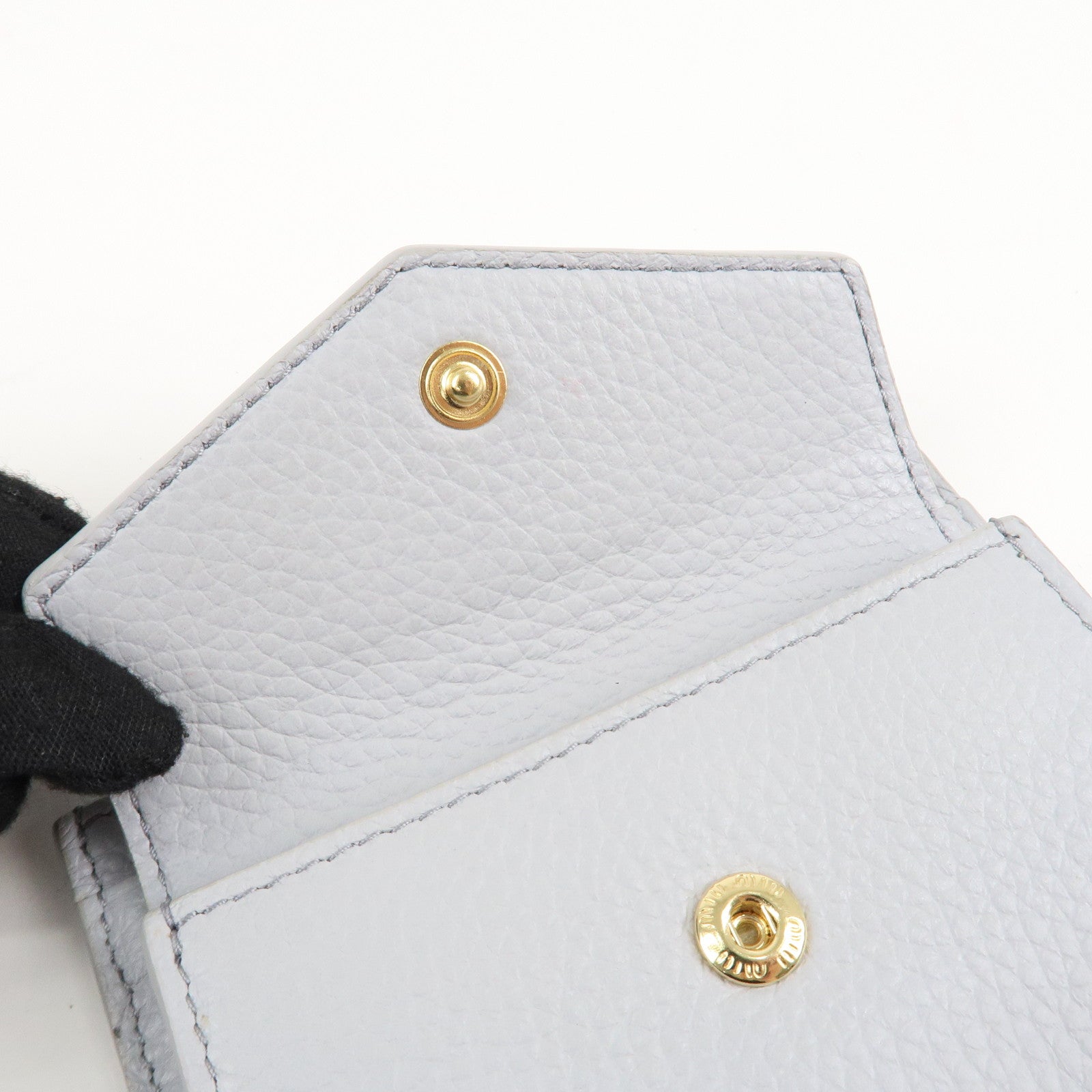 MIU MIU leather Card Case Coin Case Light Gray 5MC081 Used