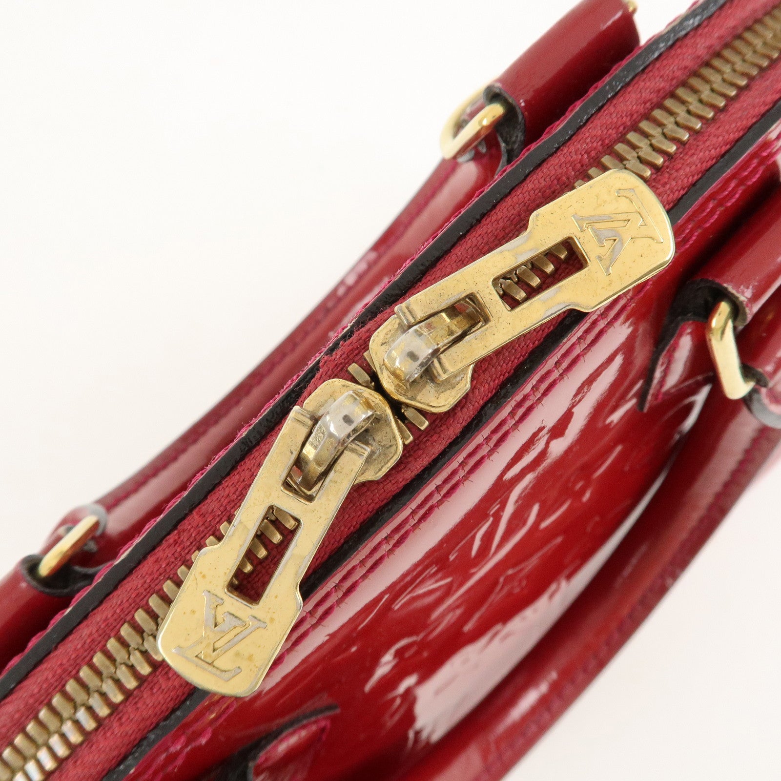 Louis Vuitton Monogram Vernis Alma BB 2Way Bag Red M91606 Used