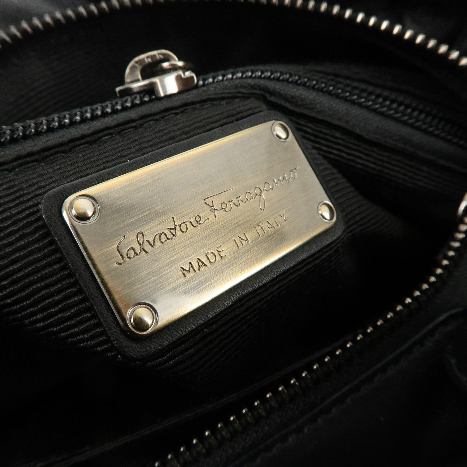 Salvatore Ferragamo Leather Hand Bag Black Used