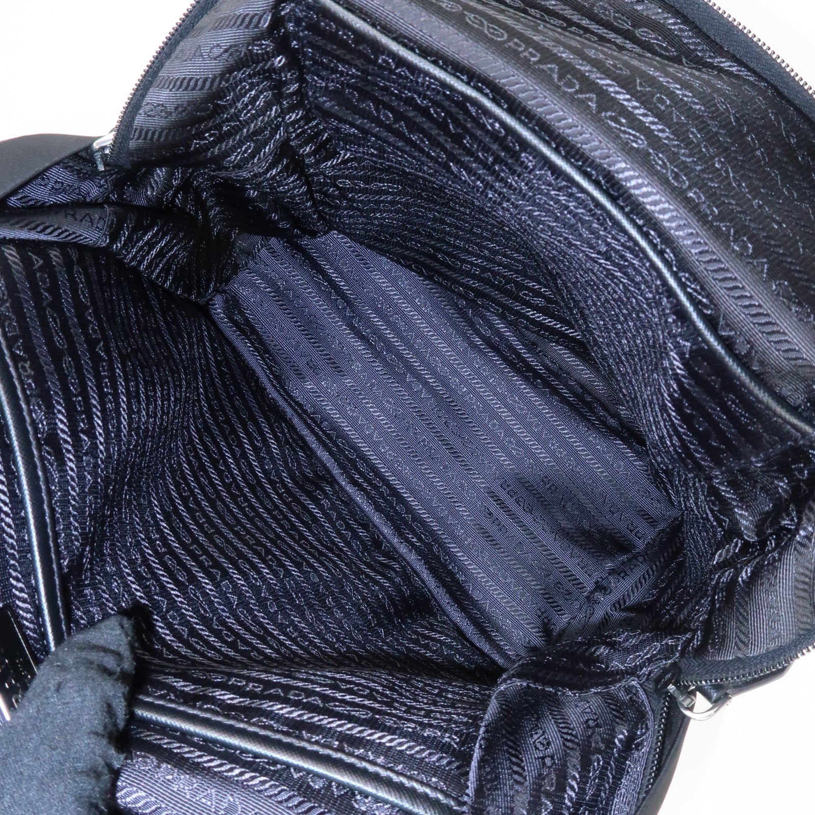 PRADA Leopard Nylon Leather Rucksack Black Brown 1BZ001 Used