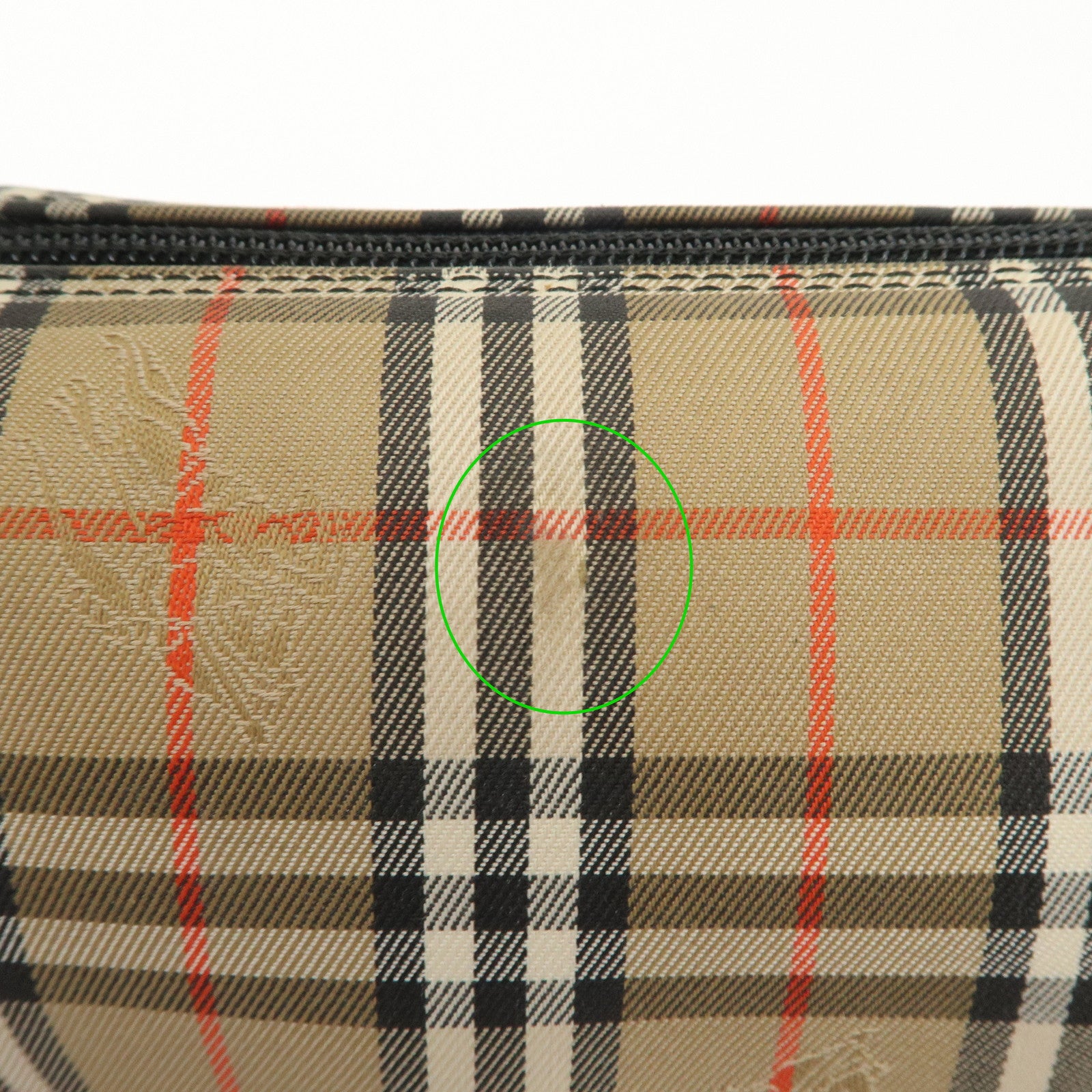 BURBERRY Nova Plaid Canvas Leather Shoulder Bag Hand Bag Black Used