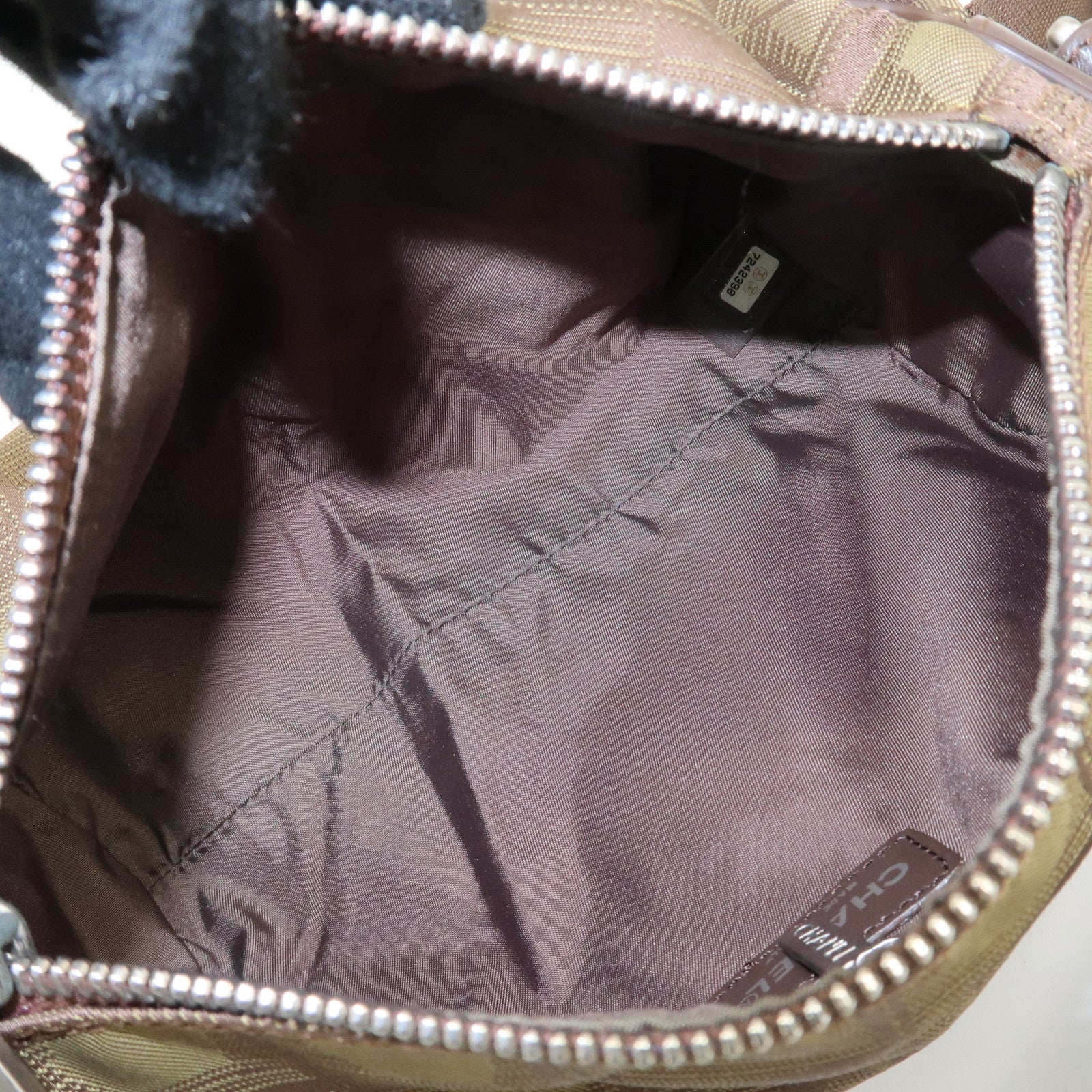 CHANEL New Travel Line Nylon Jacquard Leather Shoulder Bag A17669 Used