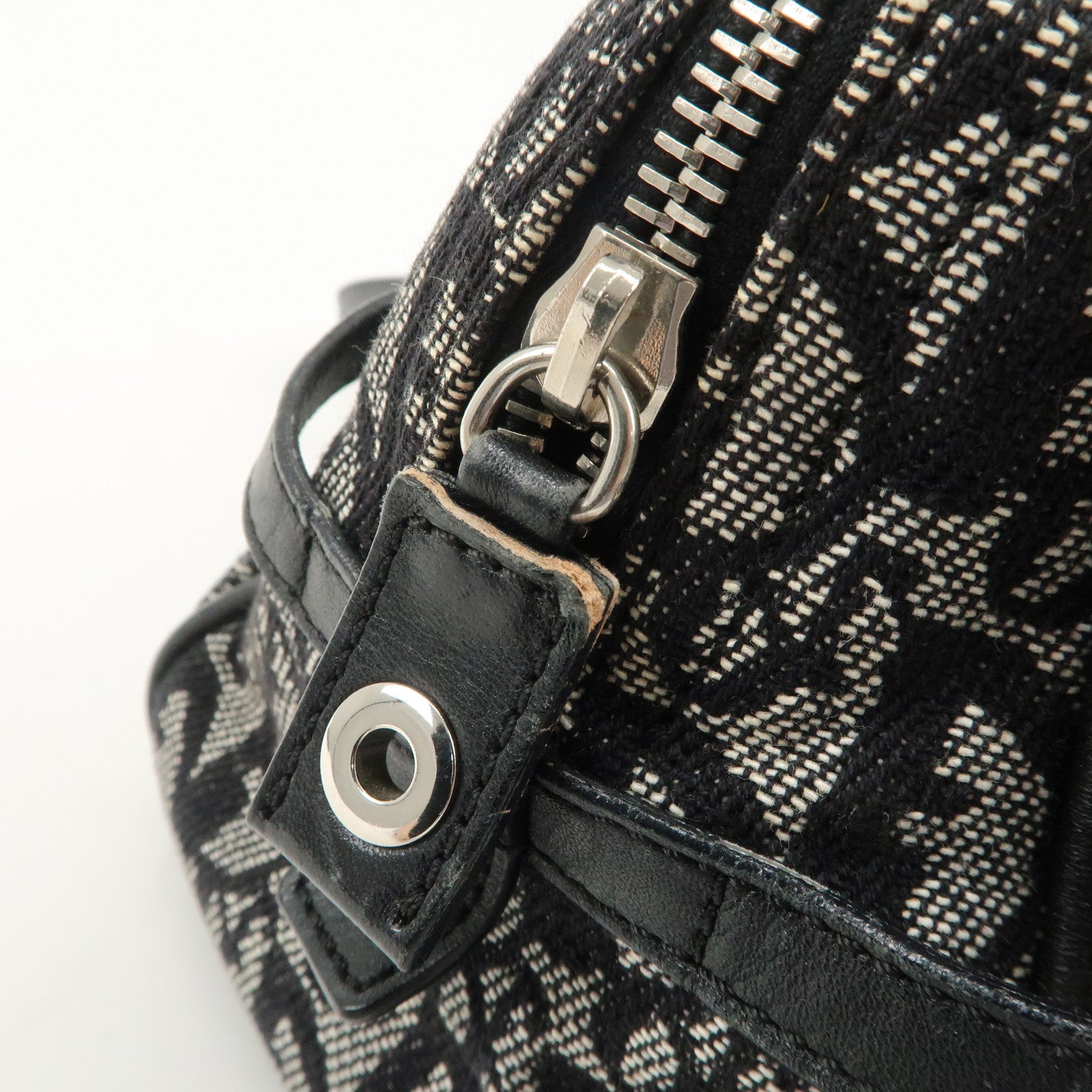 Christian Dior Trotter Canvas Leather Mini Boston Bag Navy Used