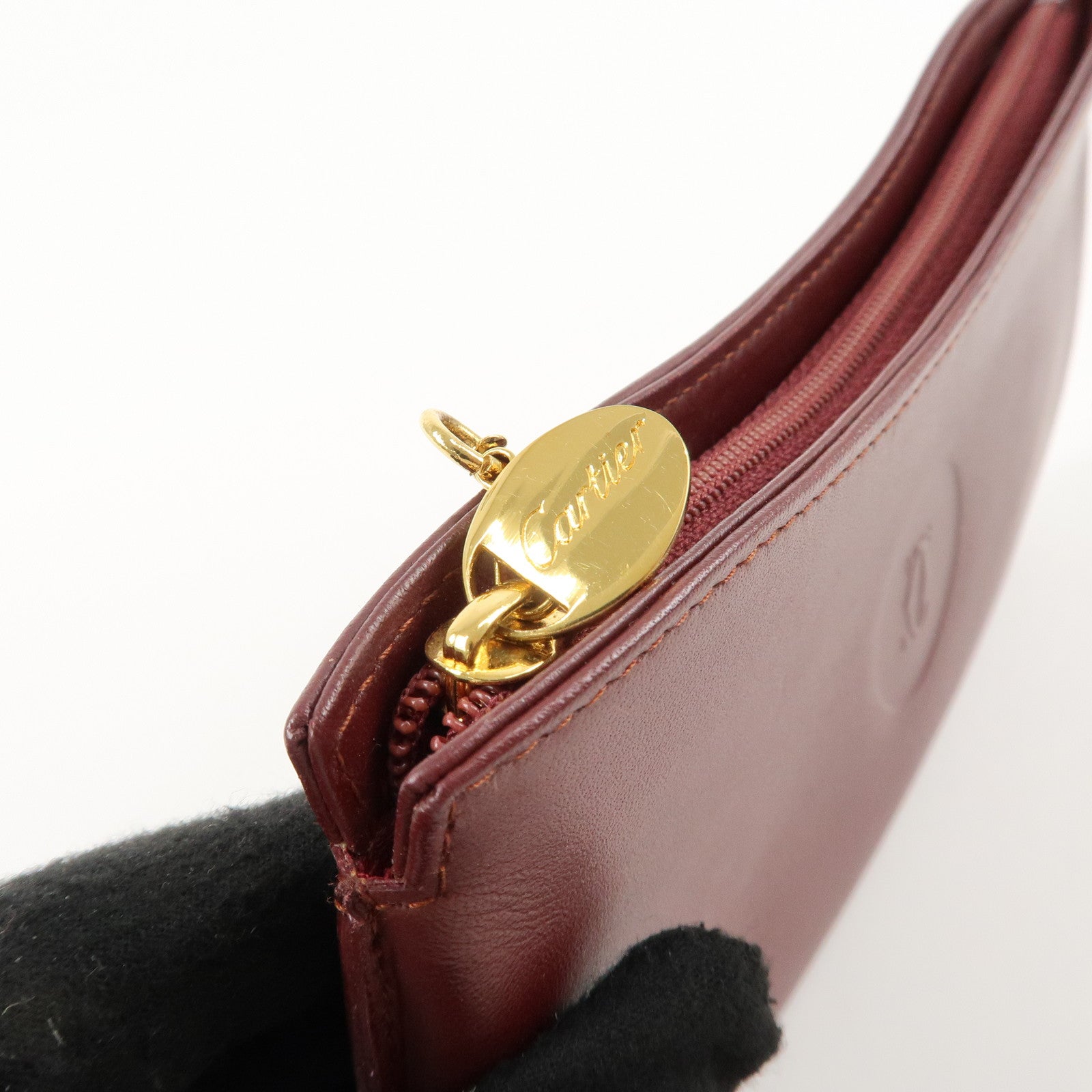 Cartier Must Line Must Do Leather Chain Strap Pouch Bordeaux Used