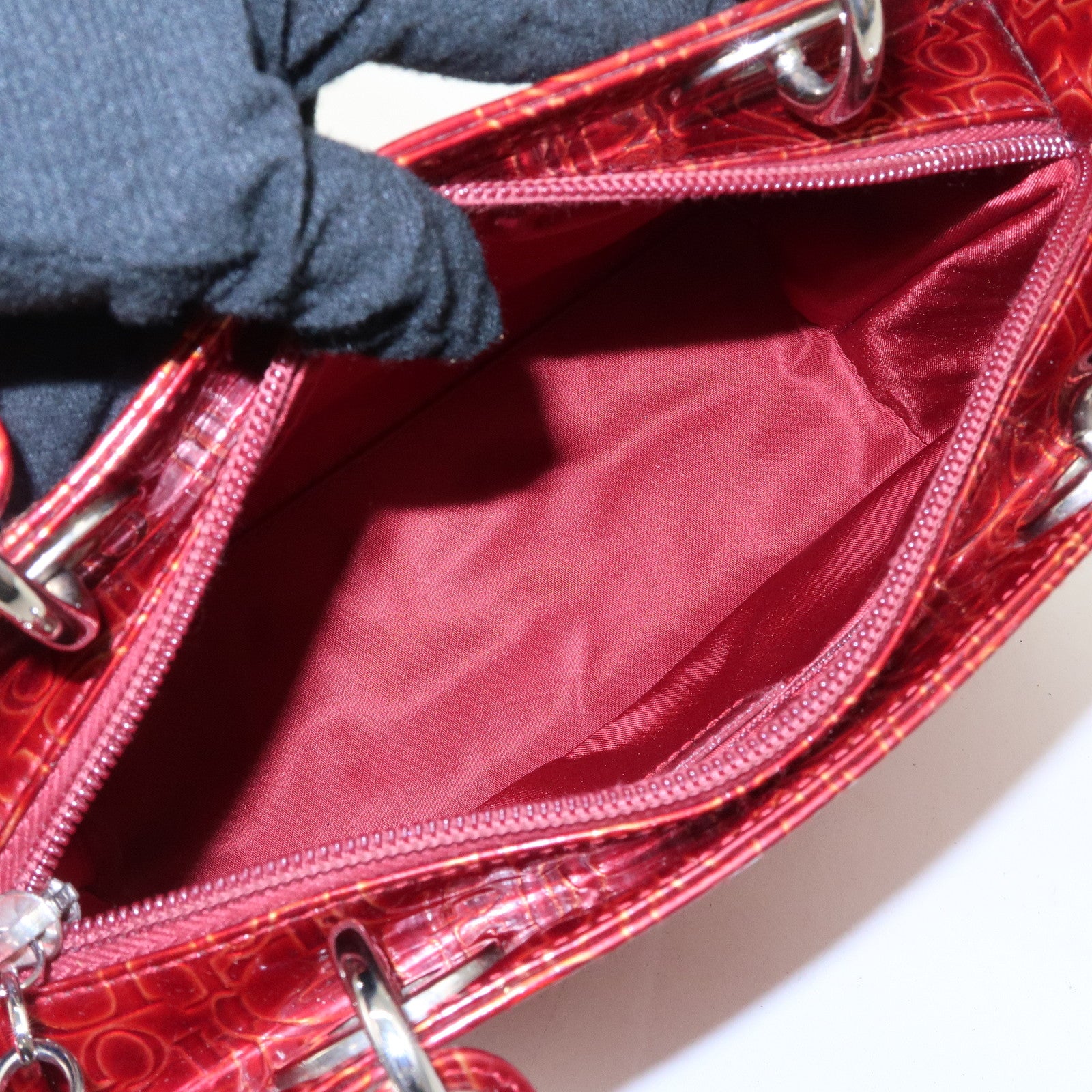 Christian Dior Trotter Lady Dior Patent Leather Hand Bag MA-0091 Used