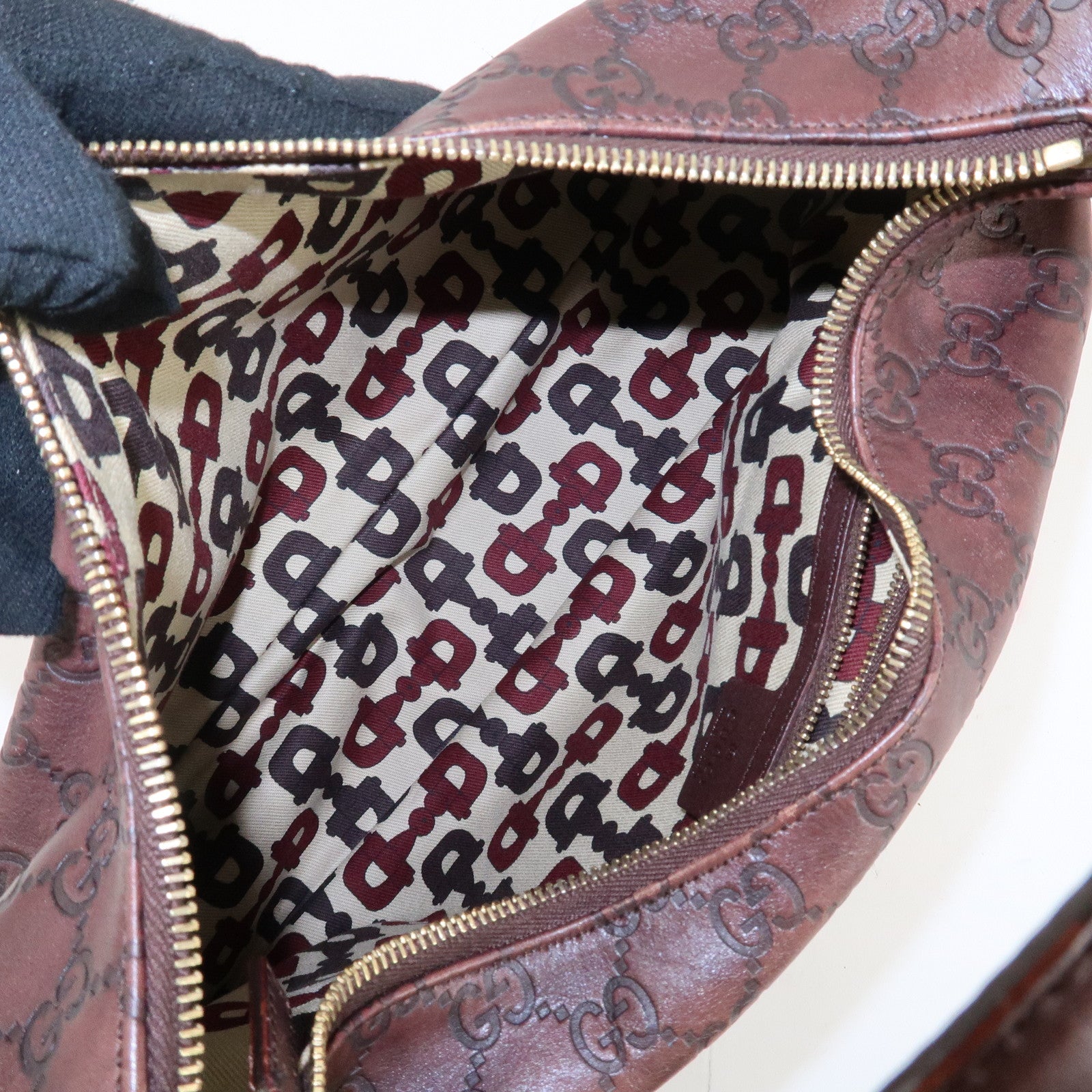 GUCCI Horsebit Guccissima Leather Shoulder Bag Dark Brown 115867 Used