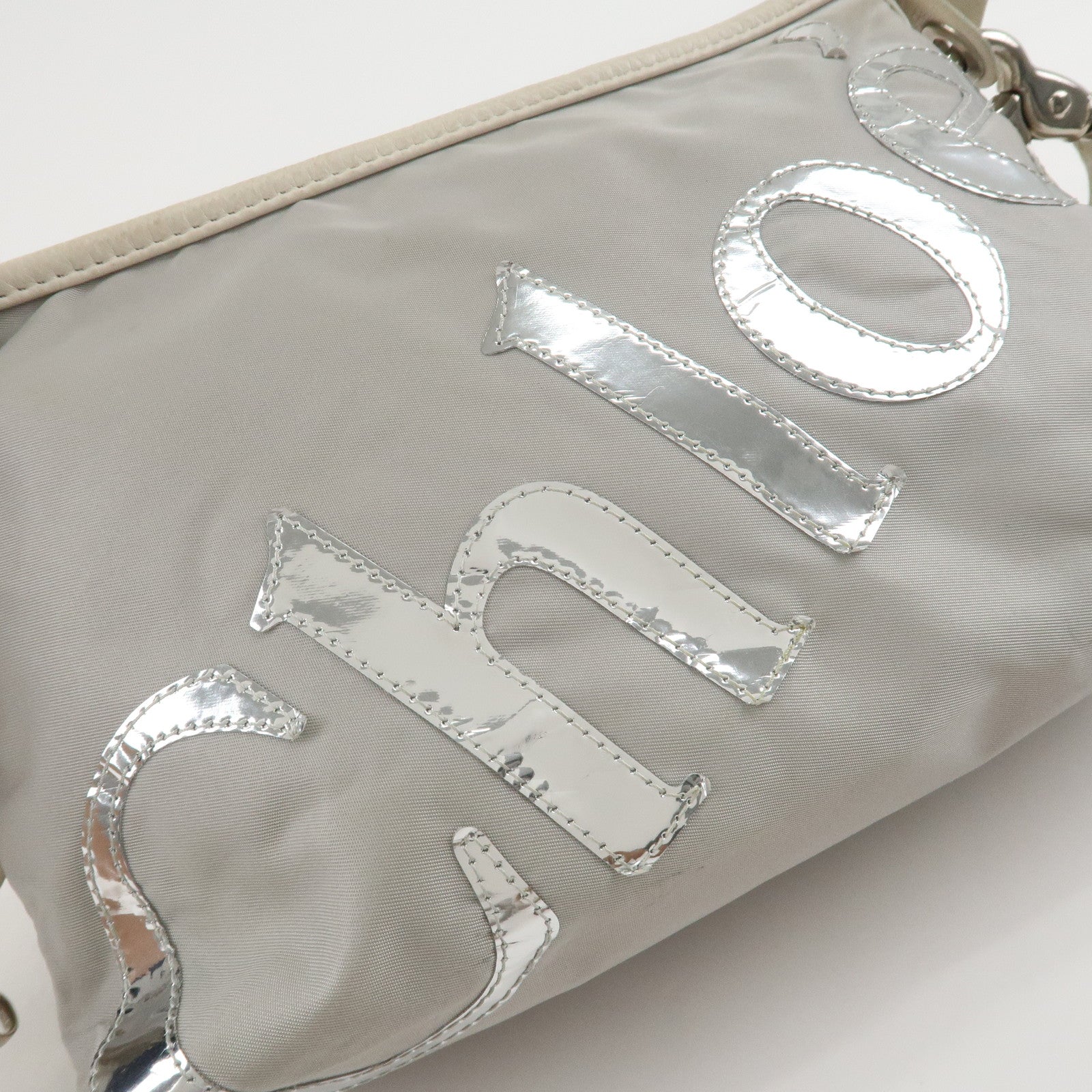Chloe 2Way Nylon Leather Bag Shoulder Bag Light Gray White Used