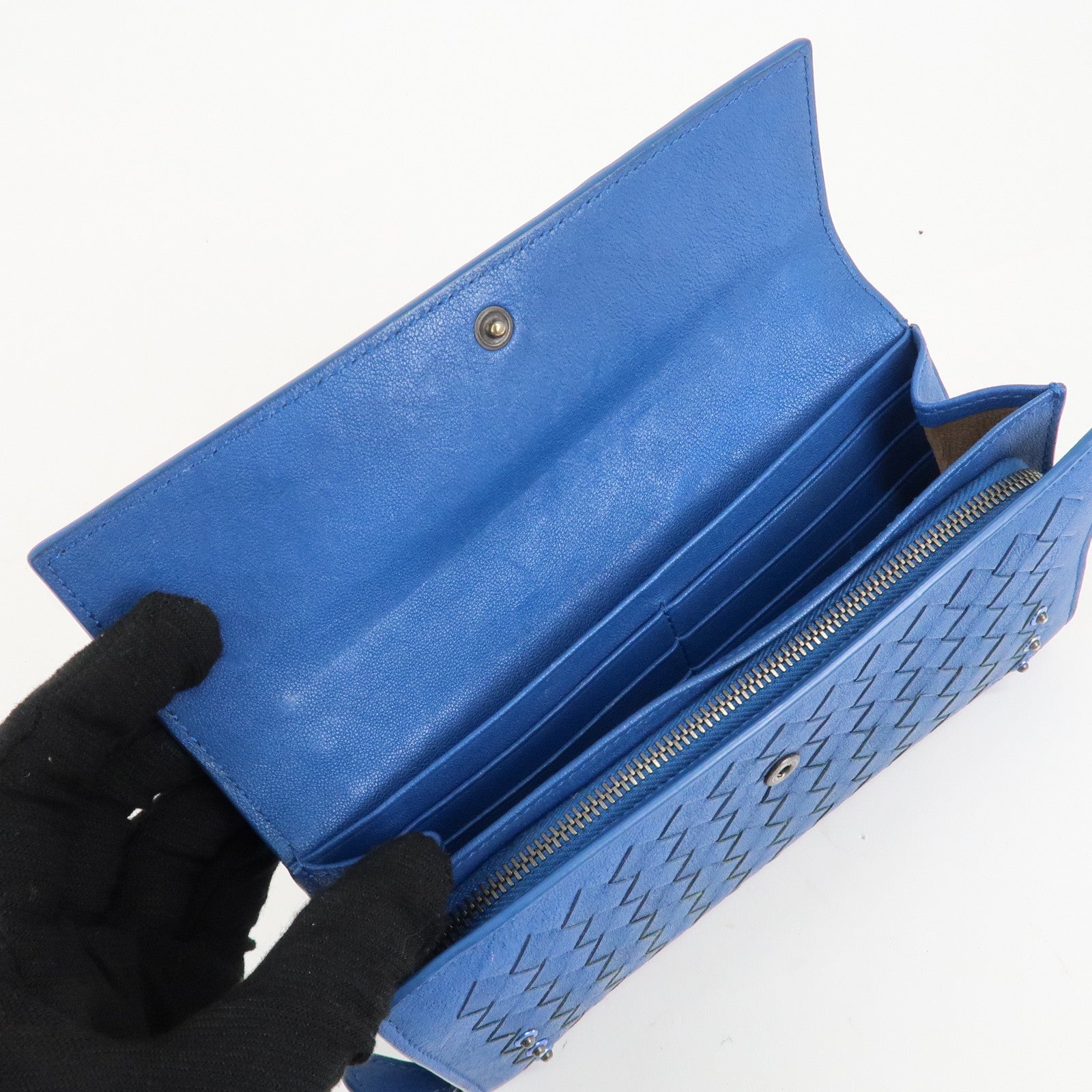 BOTTEGA VENETA Set of 2 Intrecciato Leather Long Wallet 114076 Used