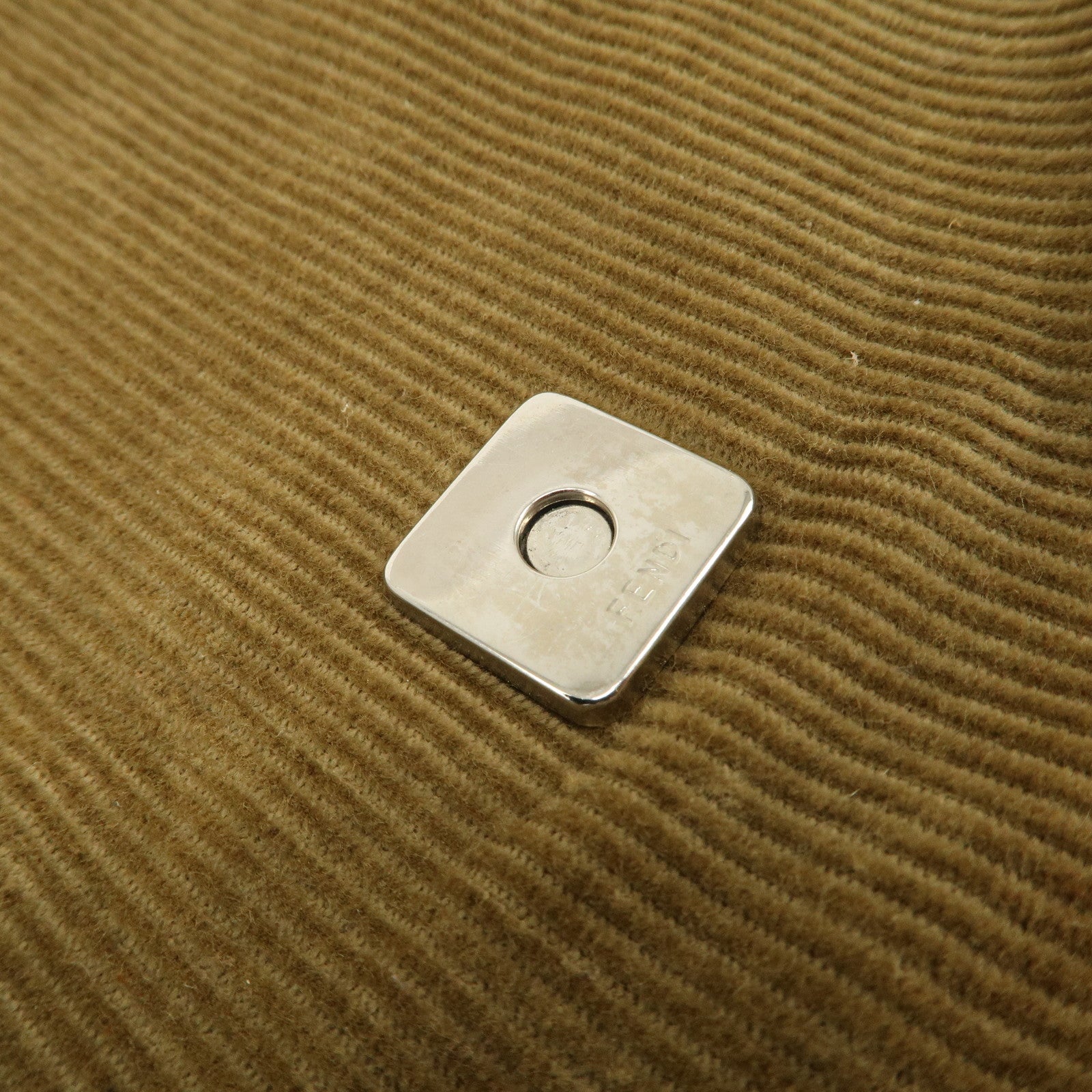 FENDI Mamma Baguette Corduroy Shoulder Bag Khaki 26325 Used