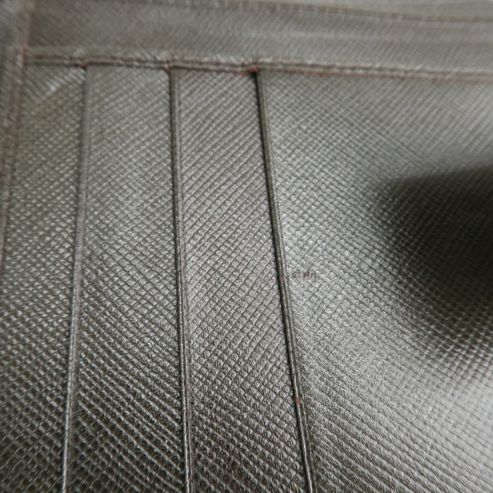 PRADA Logo Leather Bi-Fold Wallet Small Wallet Khaki Used