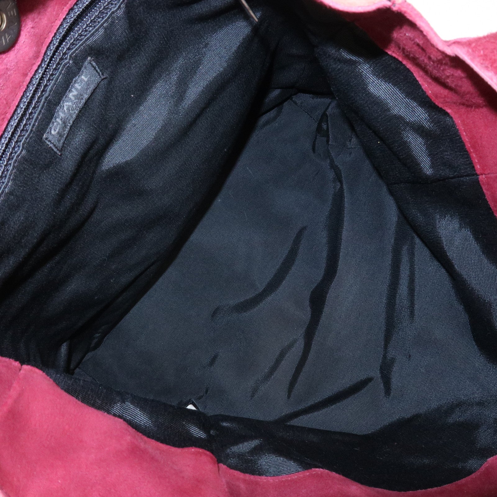 CHANEL Suede Patchwork Shoulder Bag Beige Brown Wine Red Used