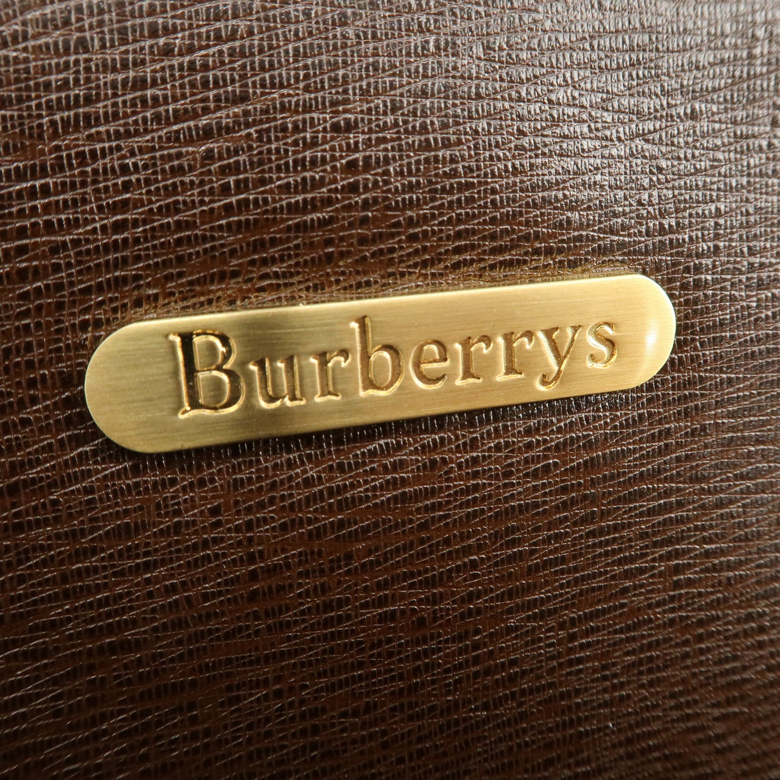 BURBERRY Leather Tote Bag Hand Bag Brown Gold Hardware Used