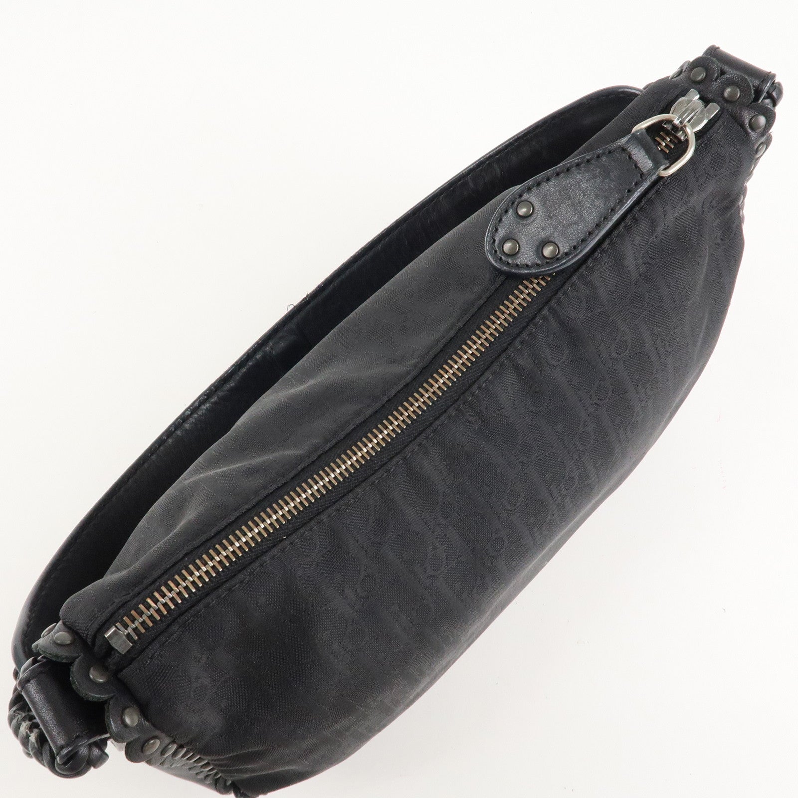 BVLGARI Logo Mania Canvas Leather Tote Bag Shoulder Bag Black Used