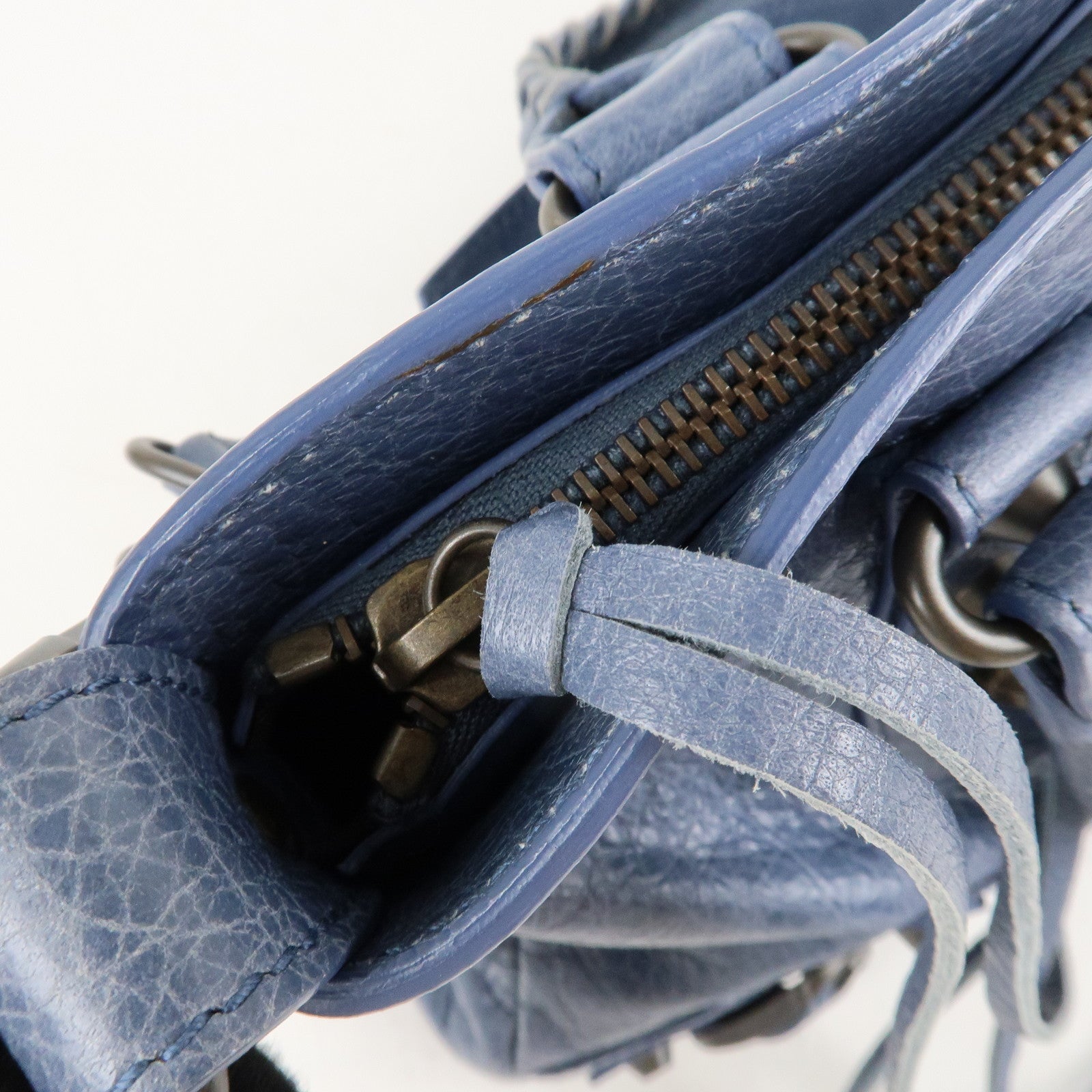 BALENCIAGA The First Leather 2Way Bag Hand Bag Blue Used