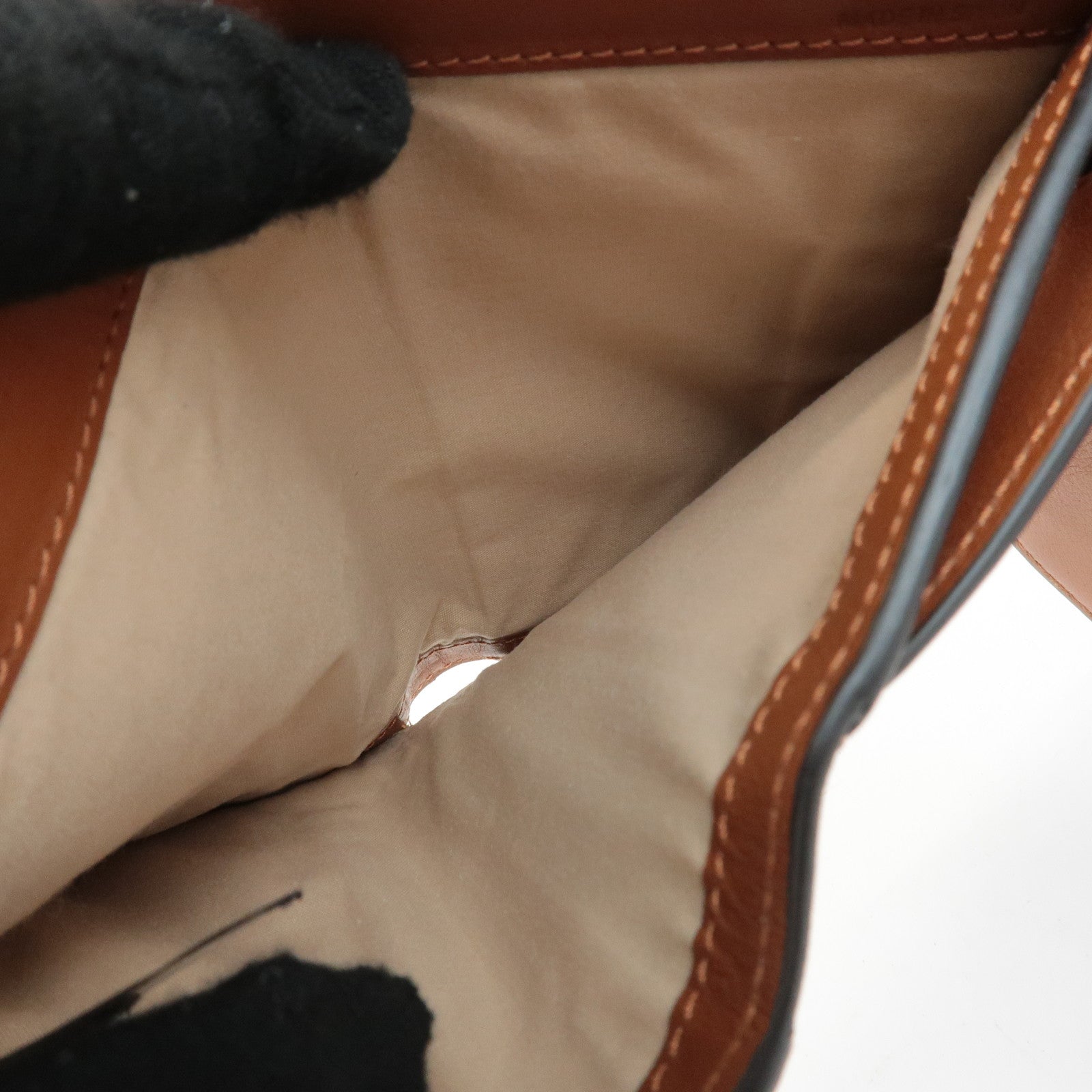 CHLOE Alphabet Leather Small Tri-fold Compact Wallet Brown Used