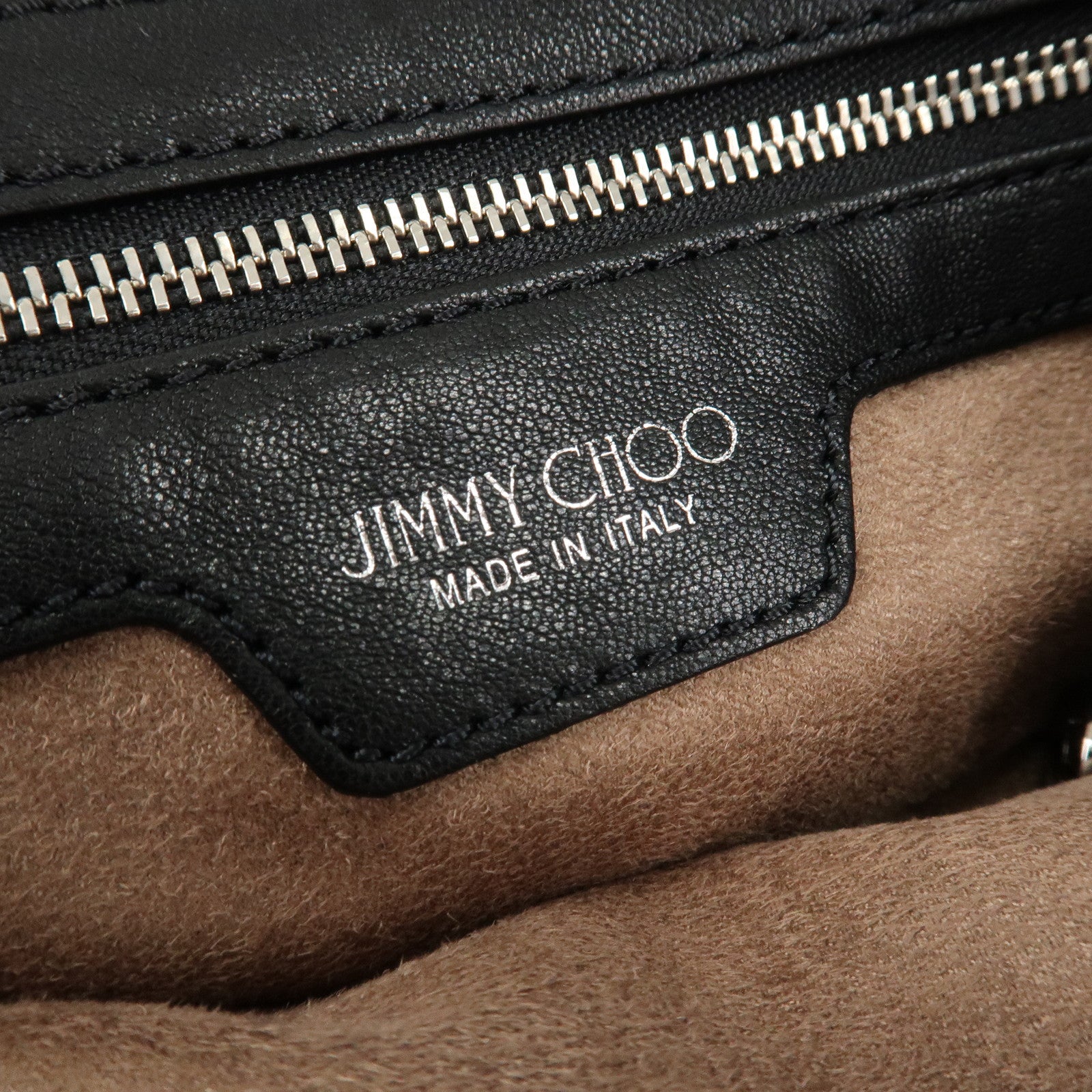 JIMMY CHOO Leather Tote Bag Hand Bag Star Studs Black Gold HDW Used