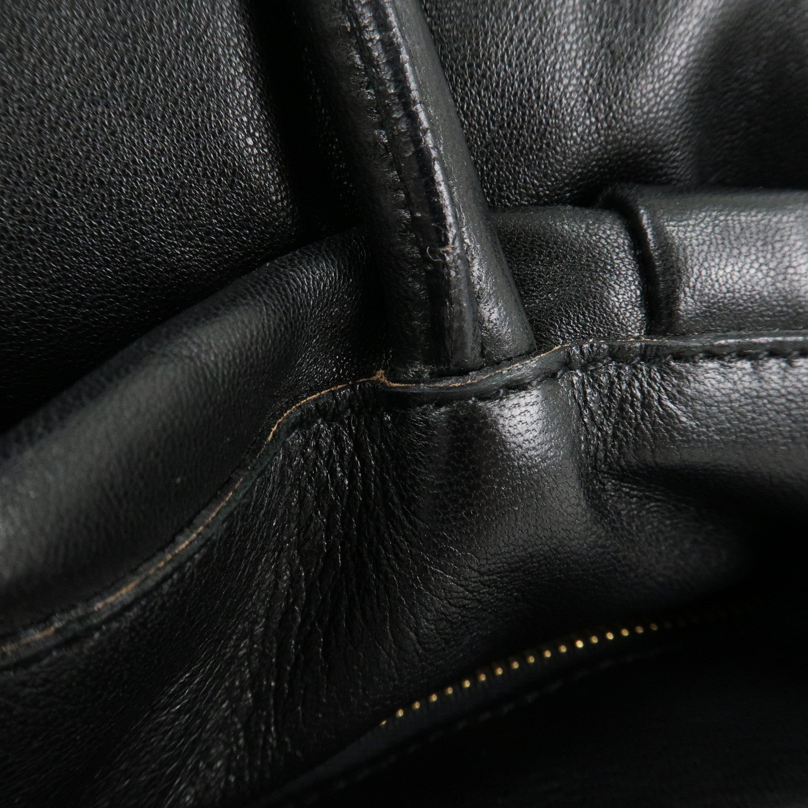 PRADA Nappa Leather Ribbon Tote Bag Hand Bag NERO Black BN1601 Used