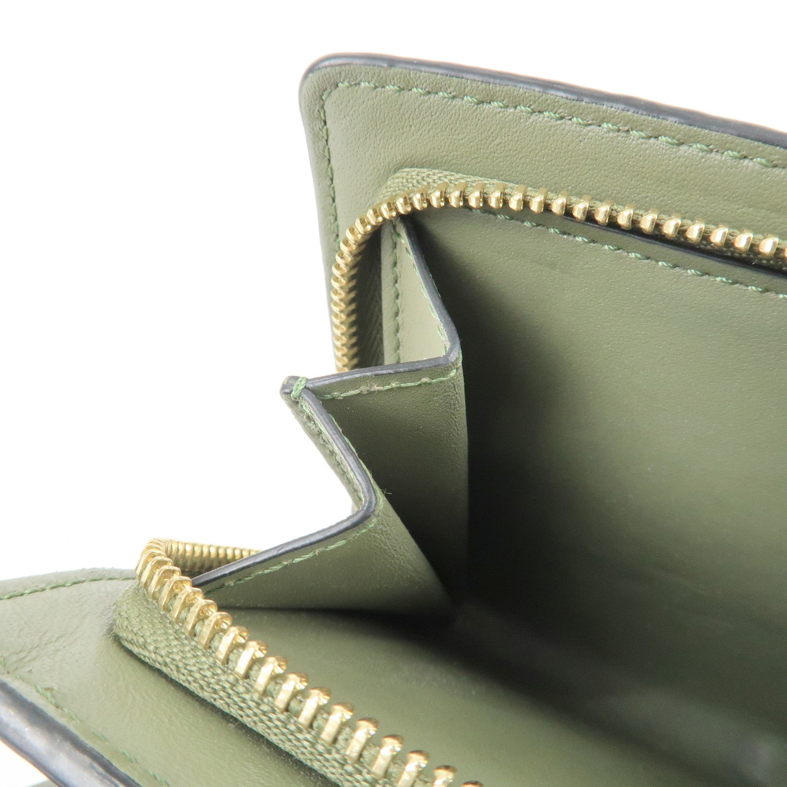 LOEWE Anagram Leather Zippy Bi-fold Wallet Avocado Green Used