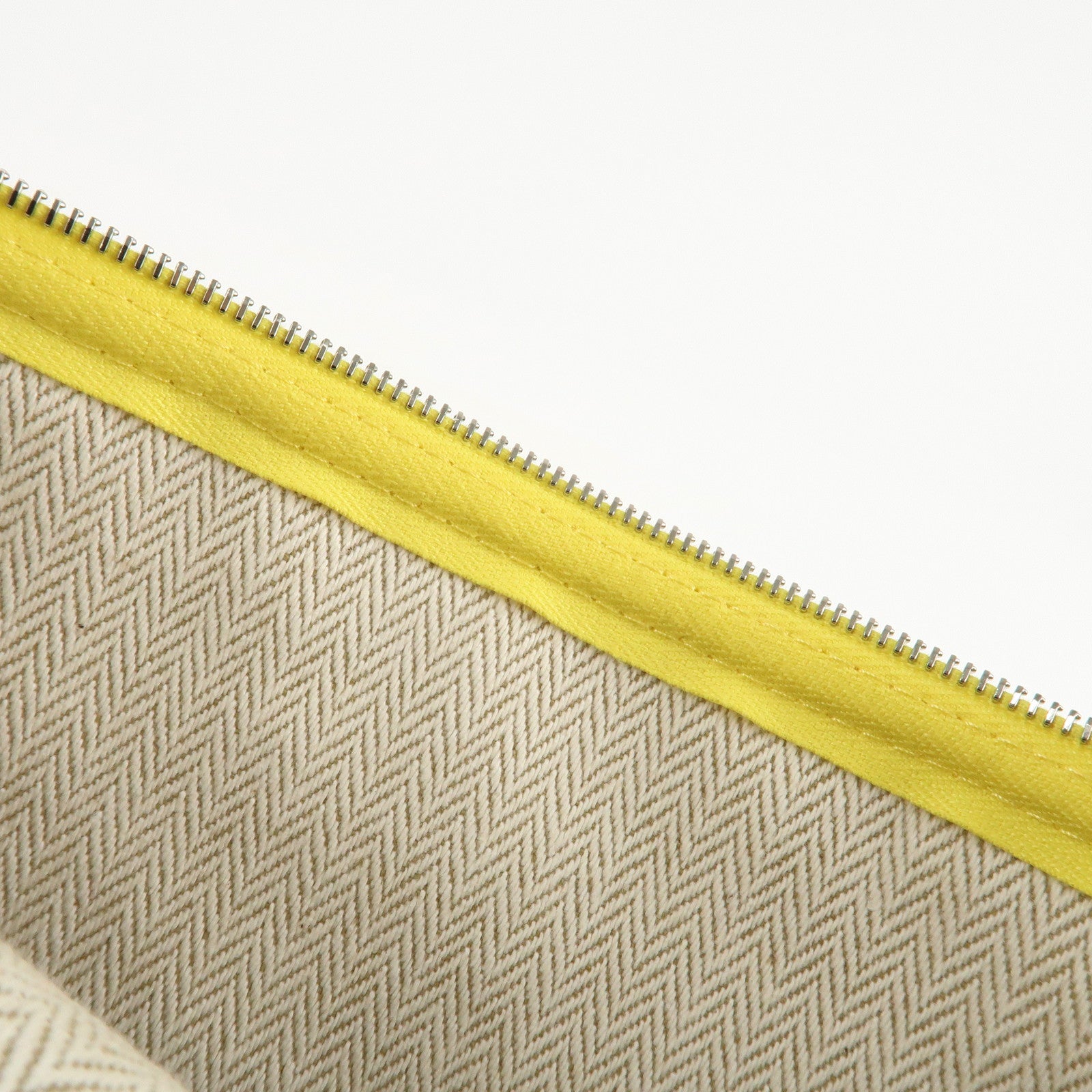 HERMES Canvas Leather H Tissage Yellow Brown Used