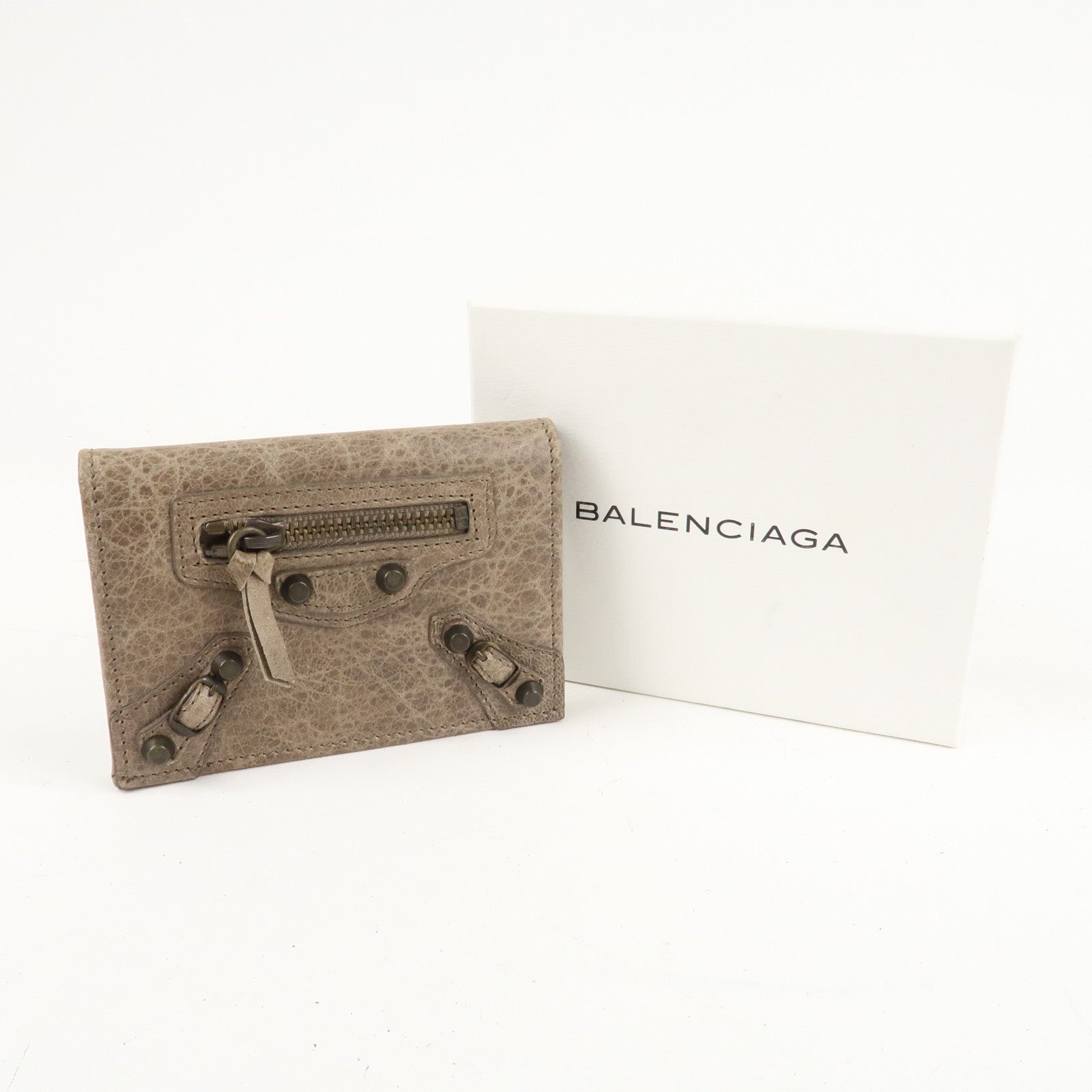 BALENCIAGA Leather Card Case Brown 253050 Used