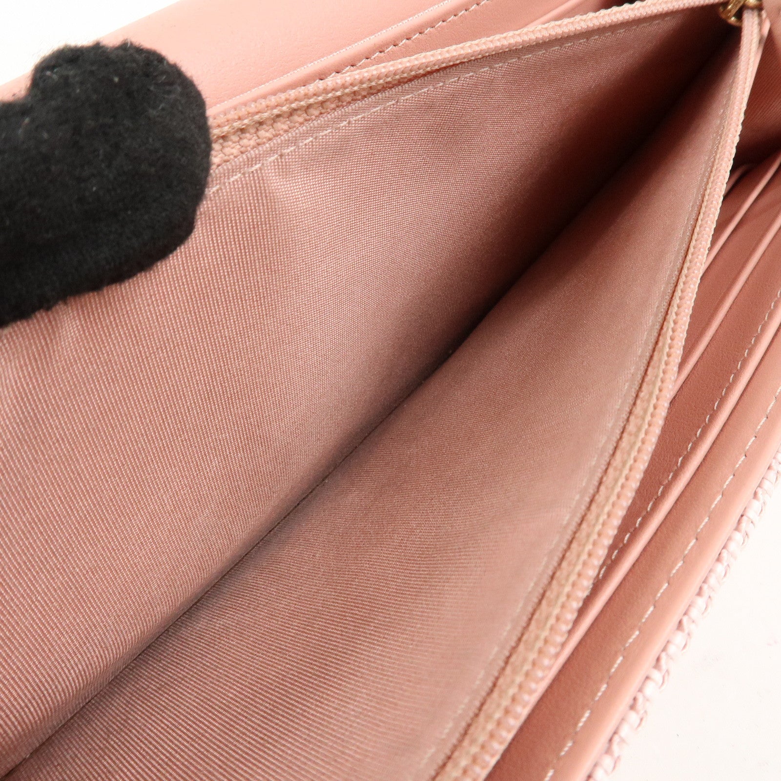 CHANEL Deauville Canvas Bi-fold Long Wallet Pink A80056 Used