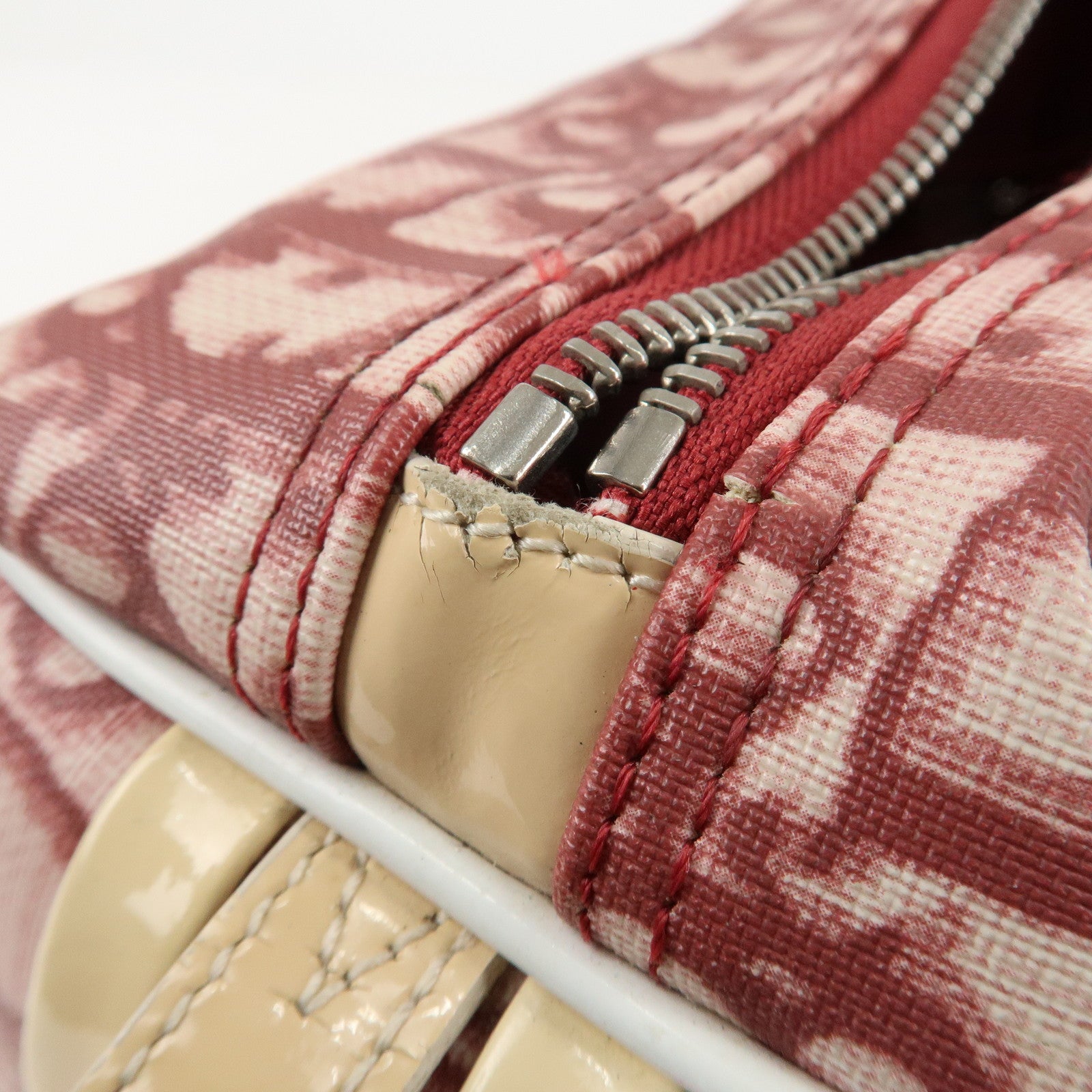 Christian Dior Trotter No.2 PVC Patent Leather Boston Bag Red Used