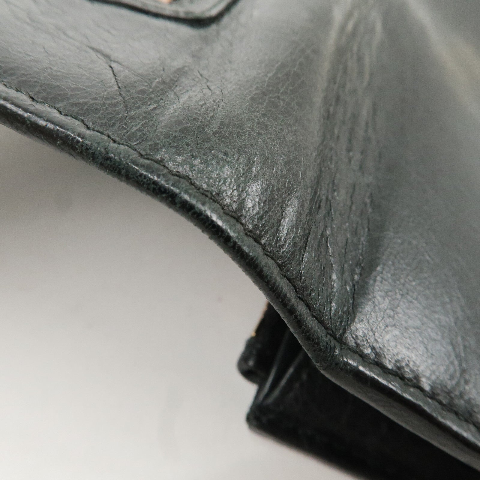 BALENCIAGA Giant Money Leather Bi-fold Long Wallet 233599 Black Used