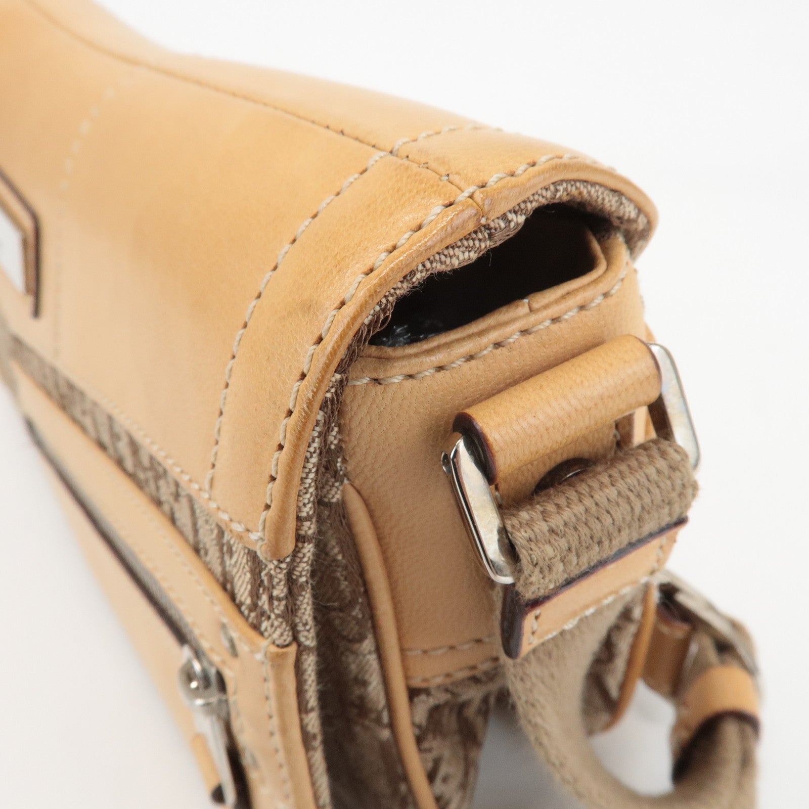 Christian Dior Street Chic Trotter Canvas Leather Shoulder Bag Used