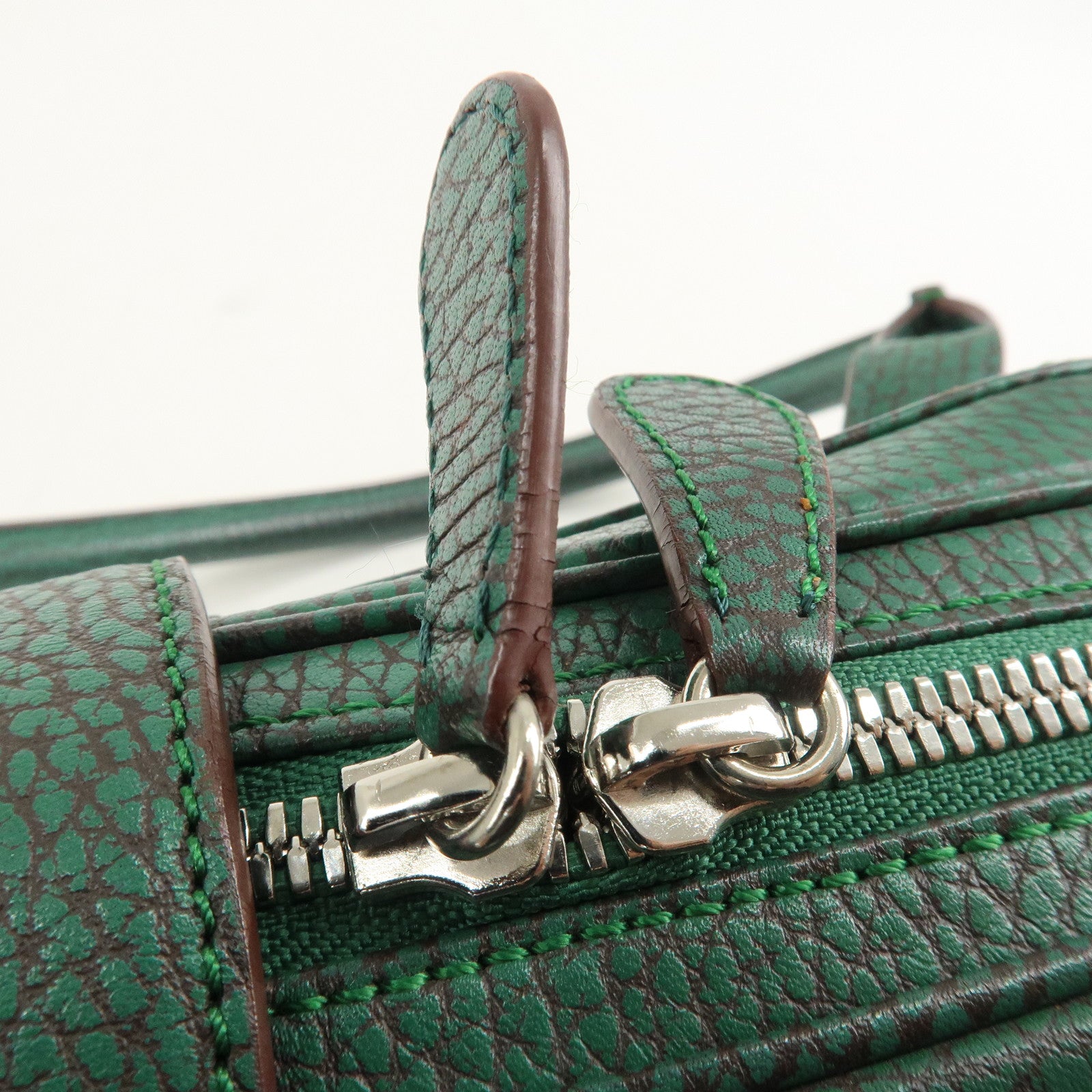 LOEWE Senda Leather Shoulder Bag Hand Bag Green Used