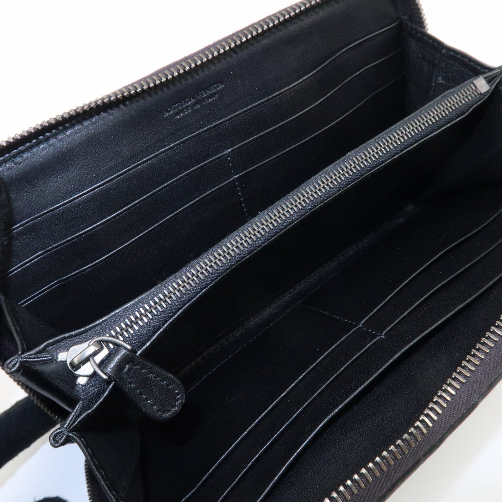 BOTTEGA VENETA Intrecciato Leather Round Zipper Long Wallet 114076 Used