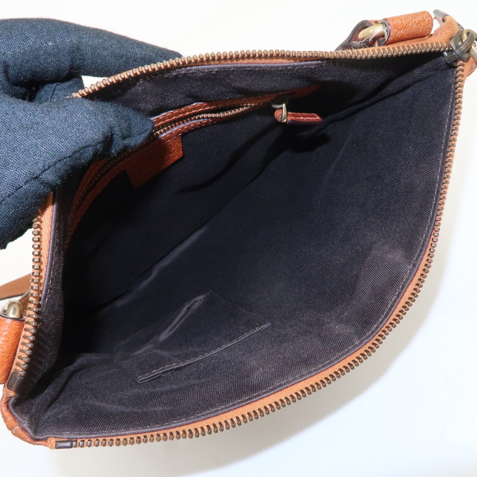 GUCCI GG Canvas Leather Shoulder Bag Brown 120893 Used