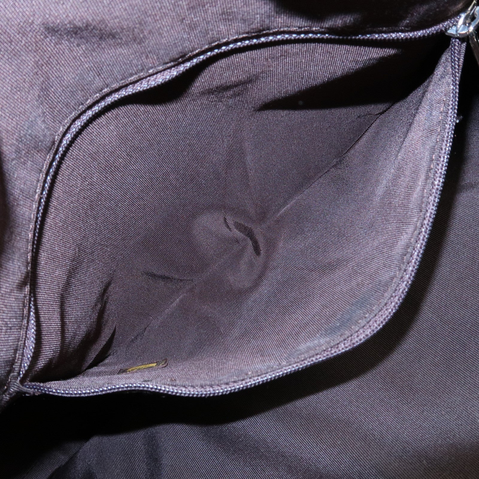 CHANEL COCO Mark Shevron Lamb Skin V Stich Tote Bag Dark Brown Used