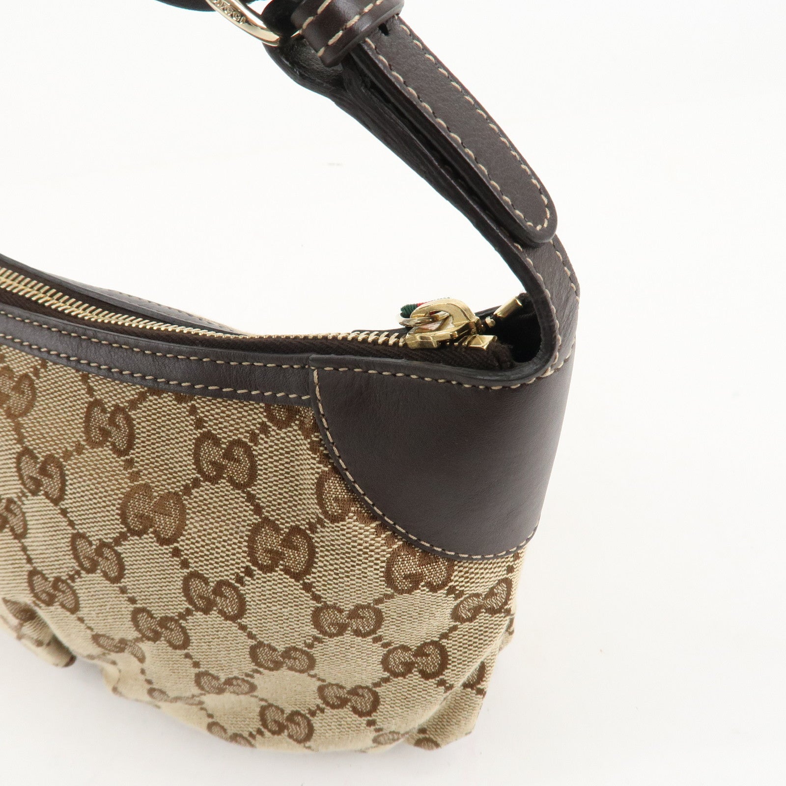 GUCCI Sherry GG Canvas Leather Shoulder Bag Beige Brown 224093 Used