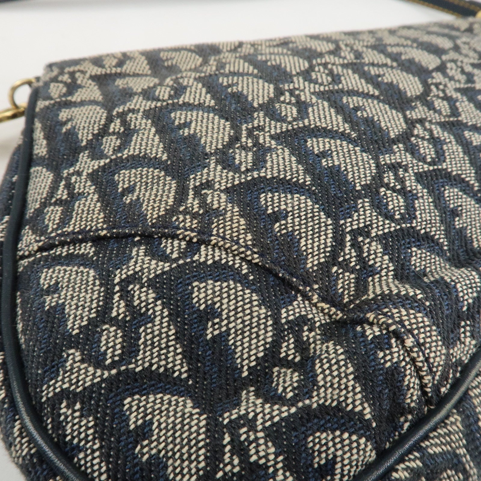 Christian Dior Trotter Canvas Leather Mini Saddle Pouch Hand Bag Used