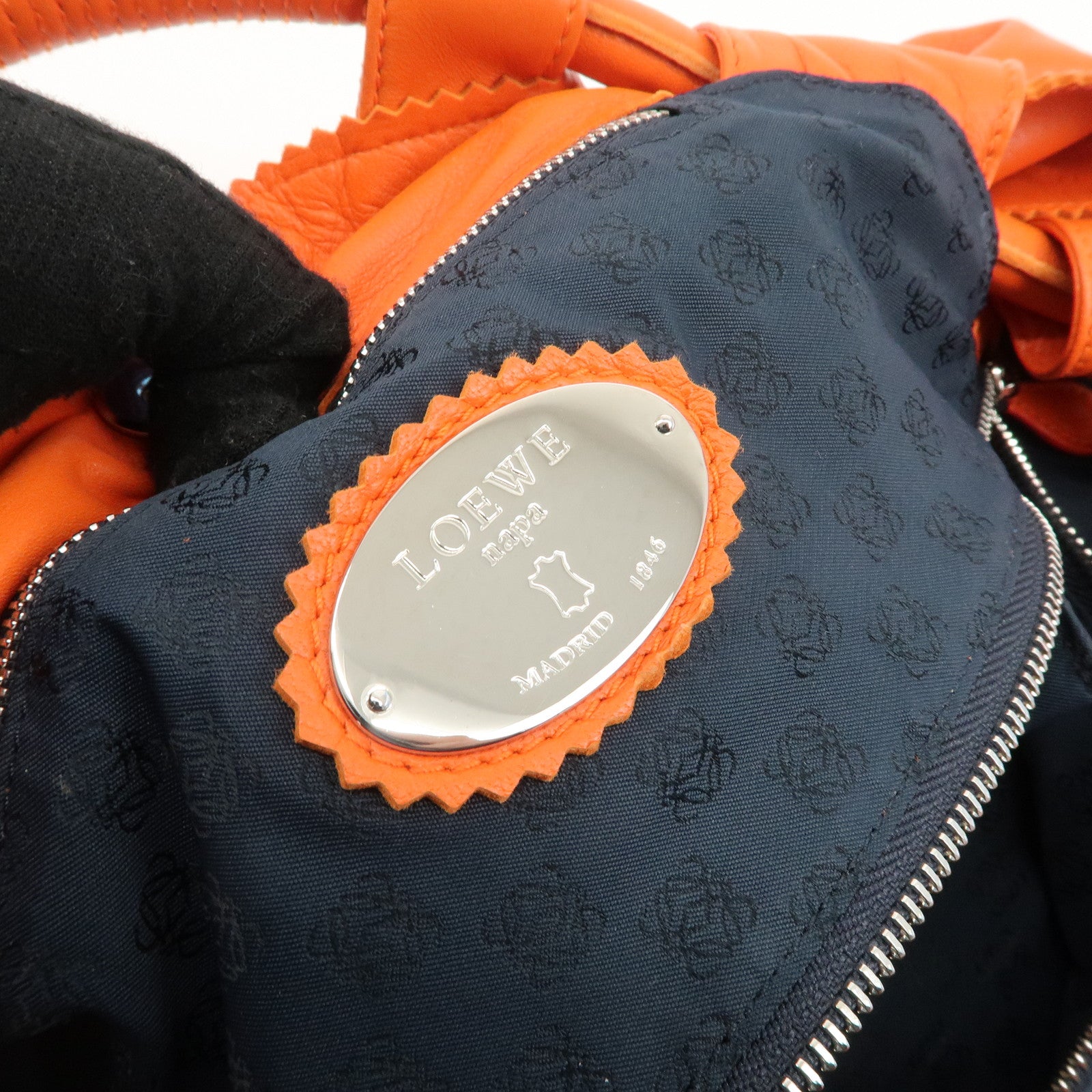 LOEWE Anagram Leather Nappa Aire Hand Shoulder Bag Orange Used