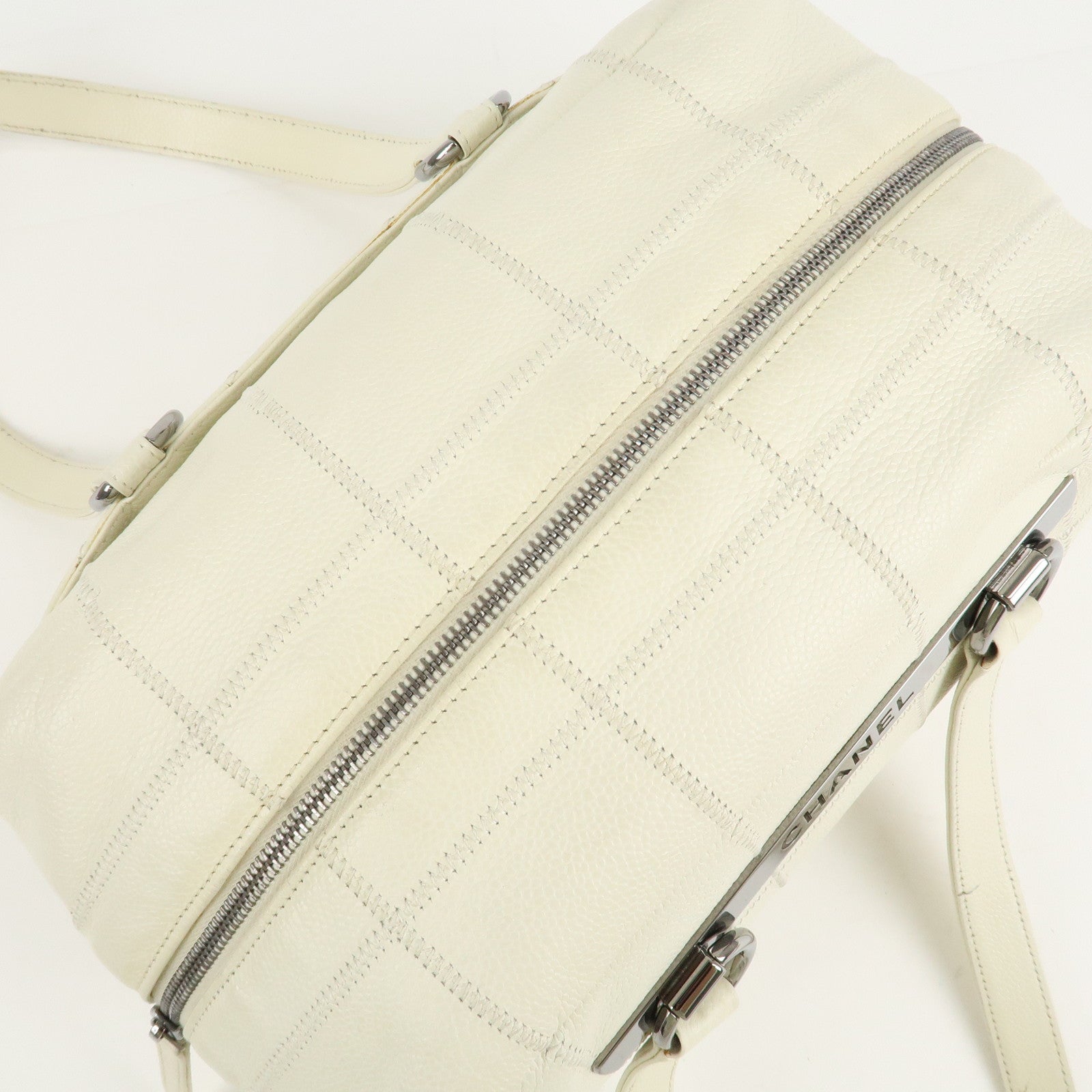 CHANEL Chocolate Bar Caviar Skin Mini Boston Bag Black A26135 Used