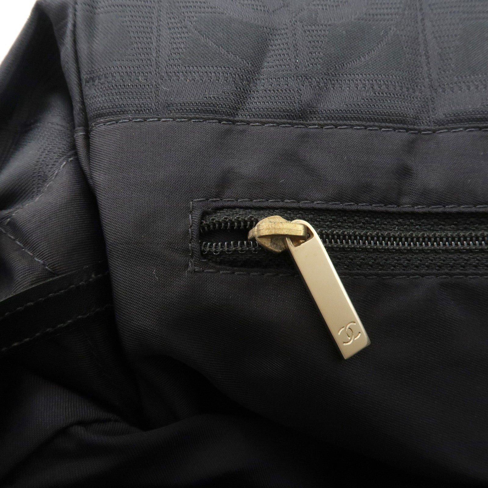 CHANEL New Travel Line Nylon Jacquard Leather Tote Bag A15991 Used