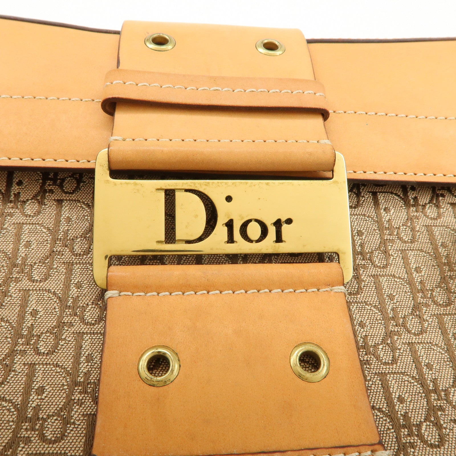 Christian Dior Trotter Street Chic Canvas Leather Shoulder Bag Used