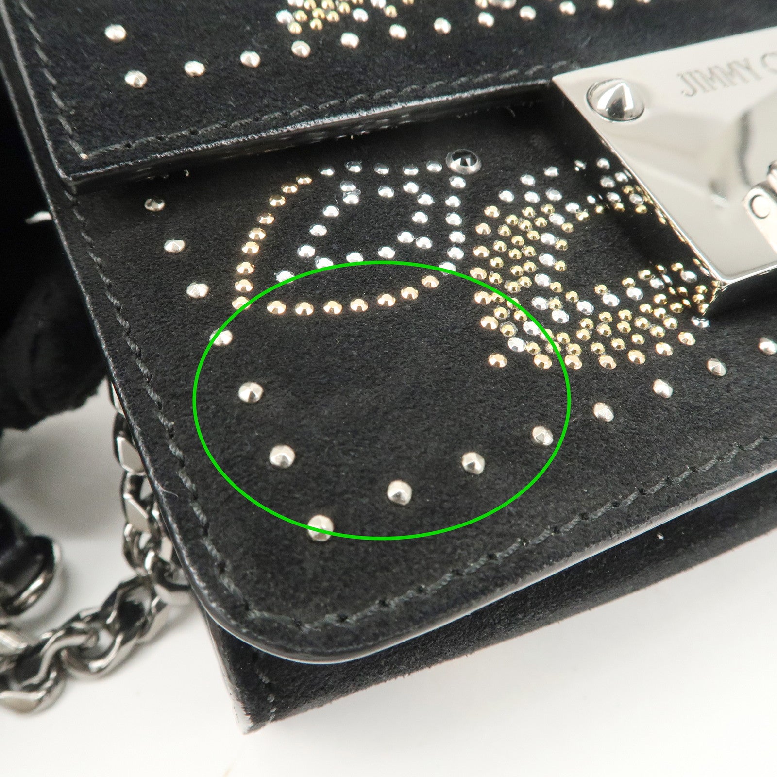 JIMMY CHOO Suede Leather Level Soft Mini Chain Shoulder Bag Used