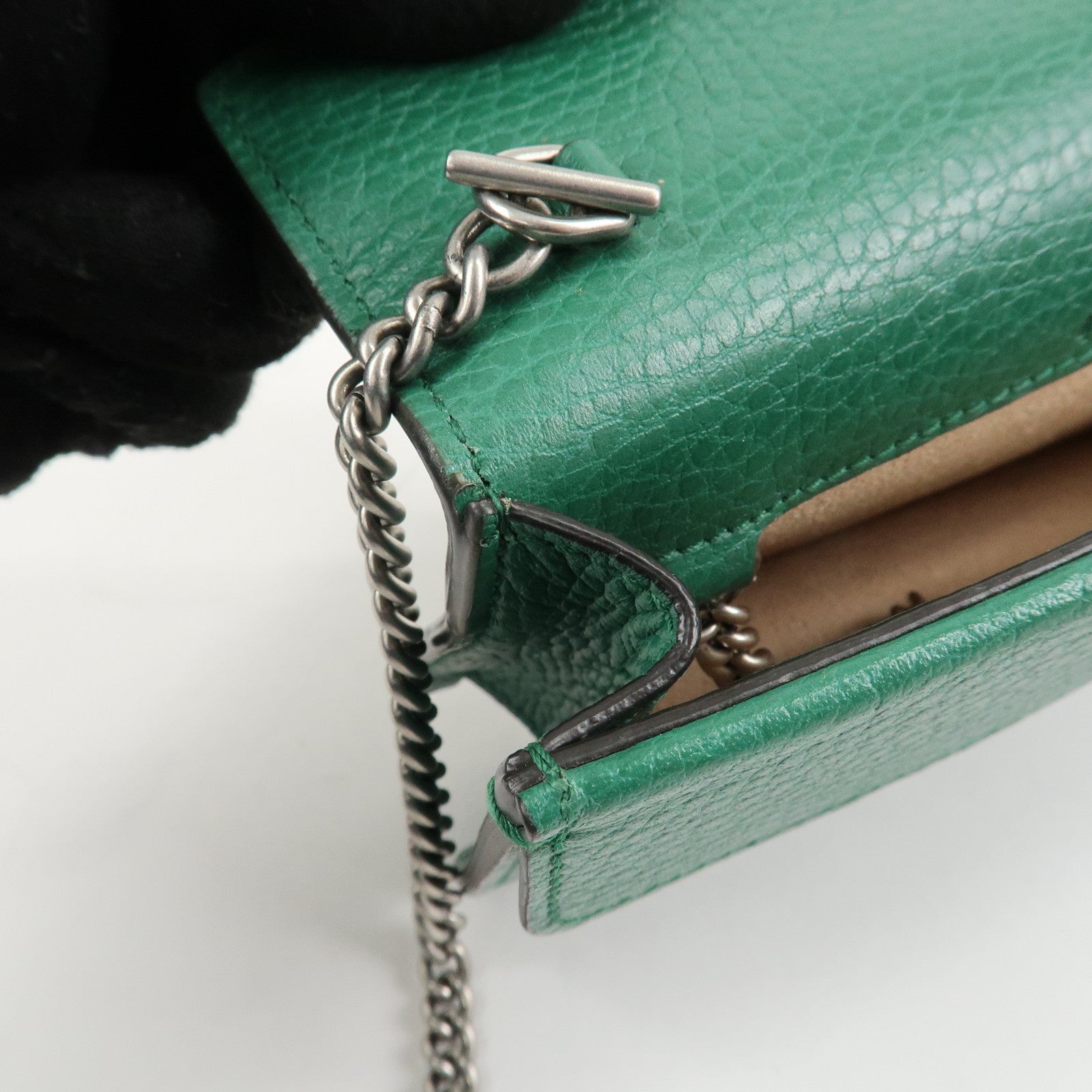GUCCI Dionysus Leather Chain Shoulder Bag Green 476432 Used