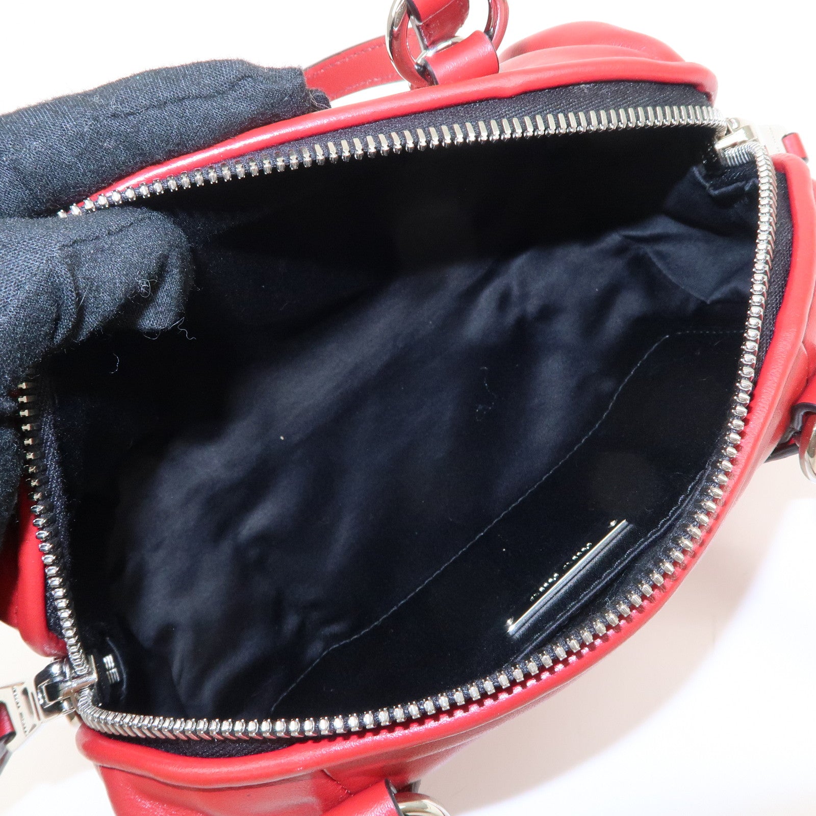 MIU MIU Logo Leather 2Way Shoulder Bag Hand Bag Red 5BH152 Used
