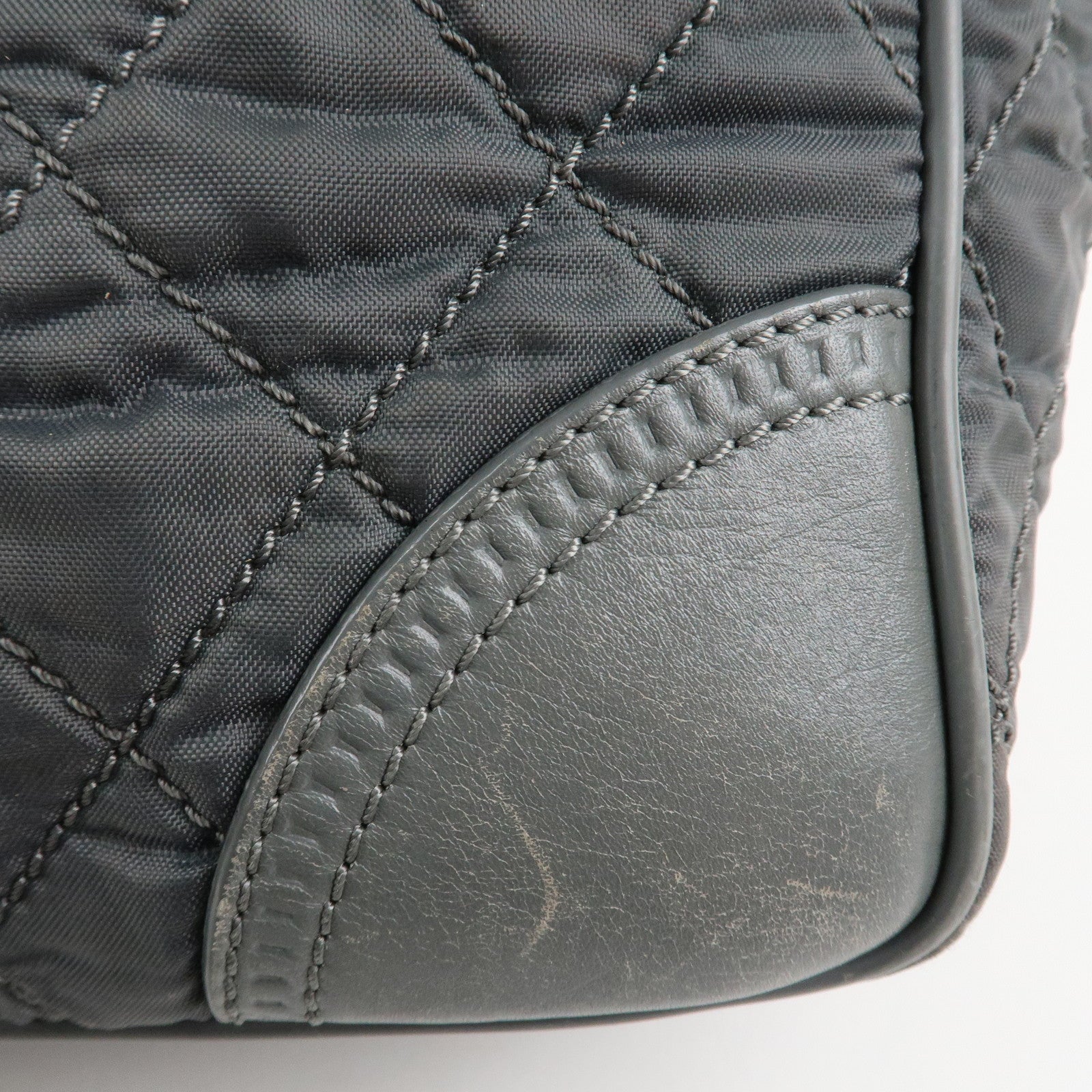 CHANEL Paris New York Line Wild Stitch Nylon Leather Tote Bag Used