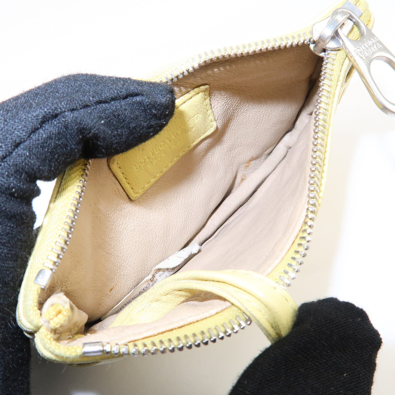 BOTTEGA VENETA Intrecciato Leather Coin Case Yellow 131232 Used