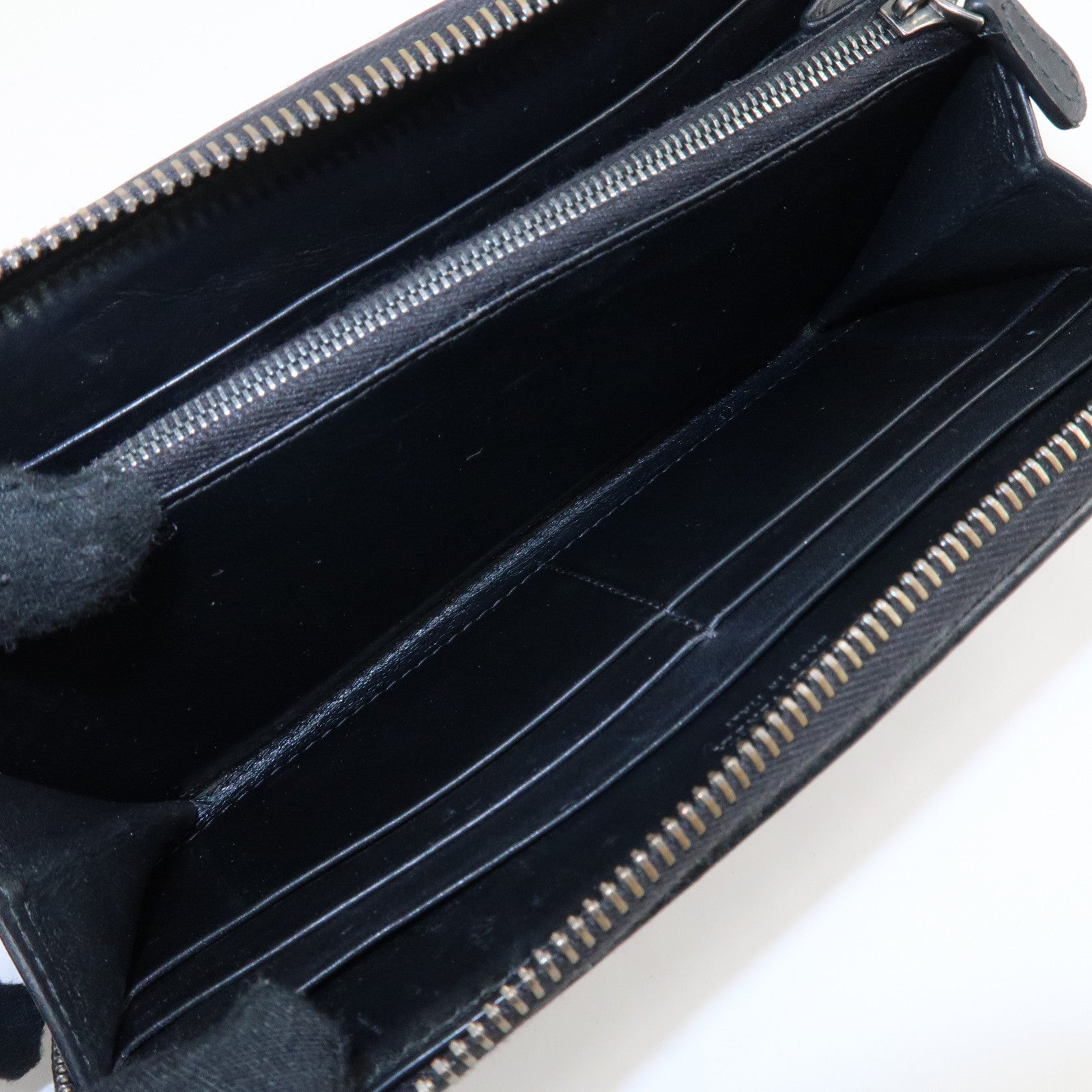 BOTTEGA VENETA Intrecciato Leather Round Zipper Wallet Black Used