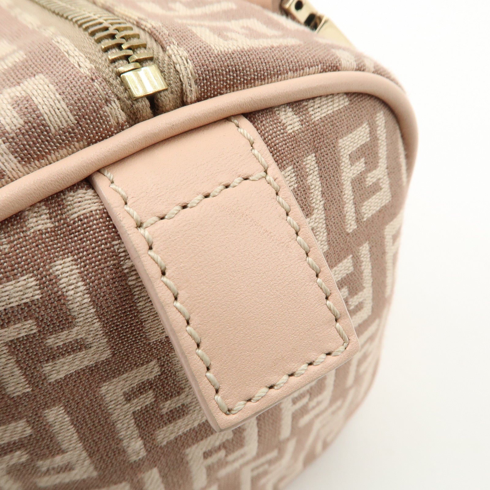 FENDI Zucchino Canvas Leather Mini Boston Bag Pink 8BL071 Used